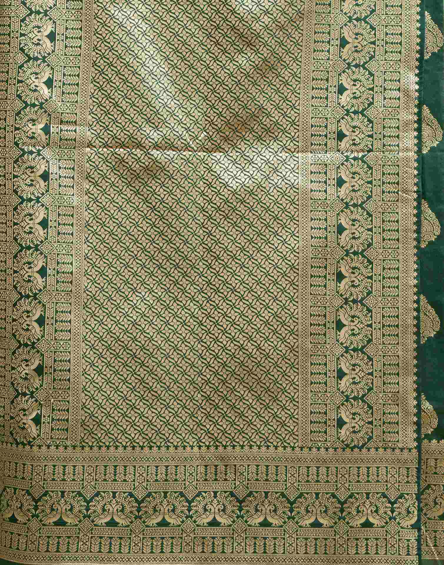 Dark Green Silk Woven Banarasi Saree
