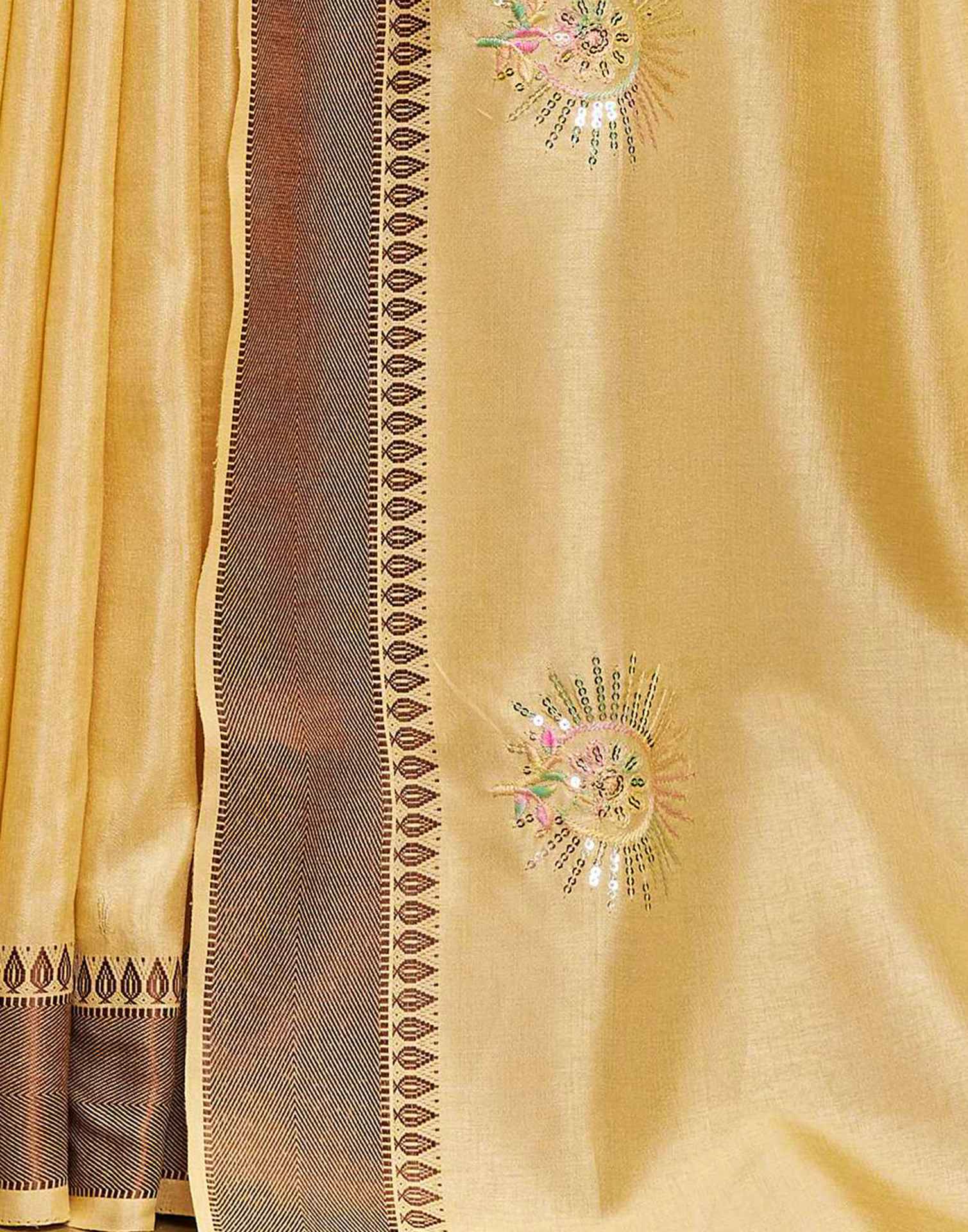Yellow Silk Embroidery Saree