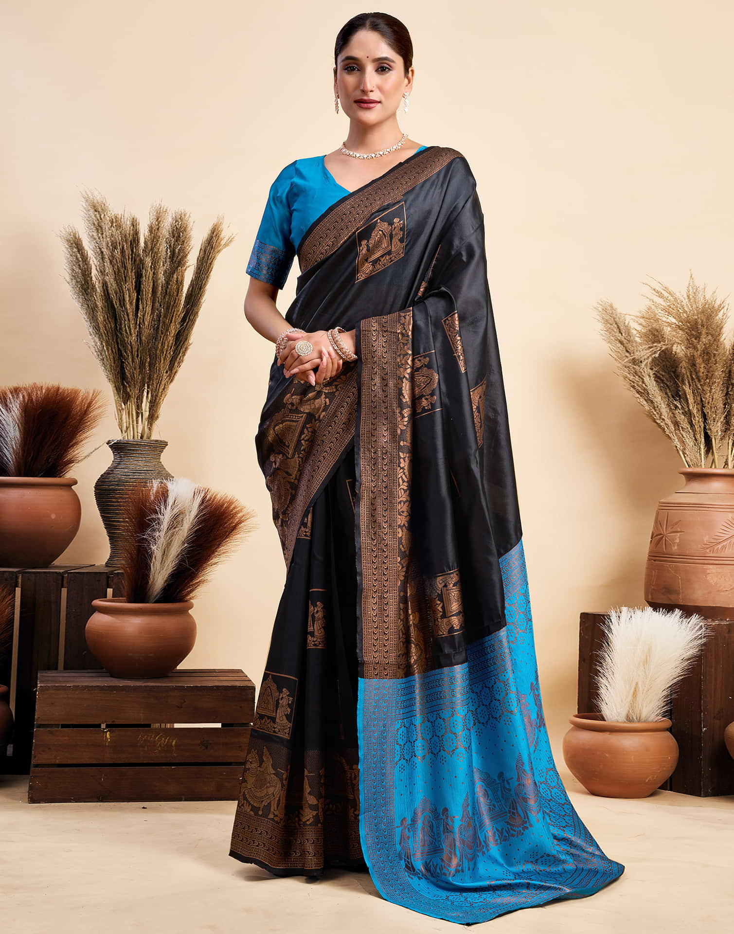 Black Silk Woven Saree