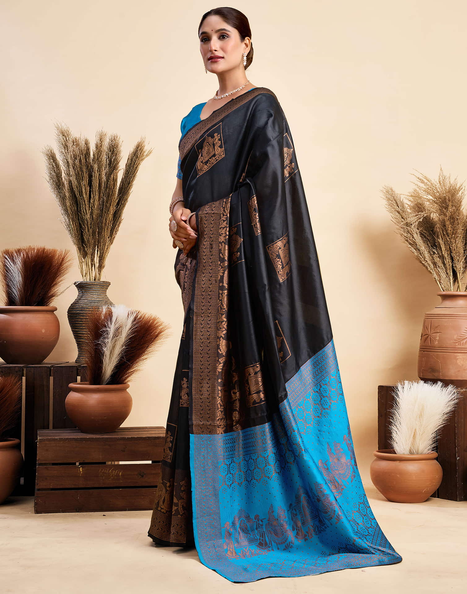 Black Silk Woven Saree
