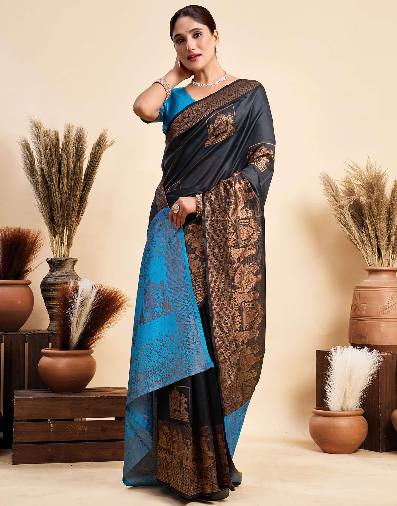 Black Silk Woven Saree