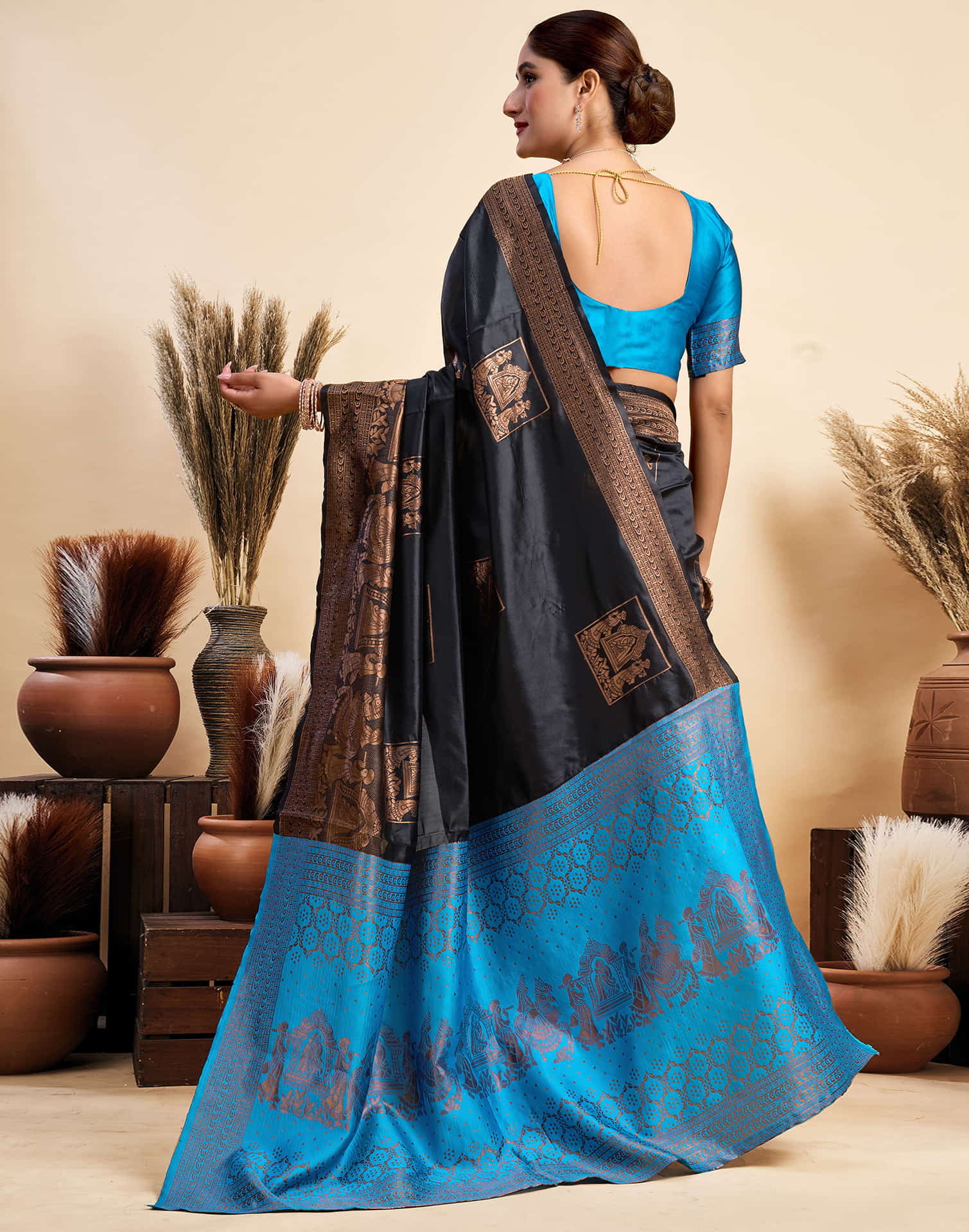 Black Silk Woven Saree