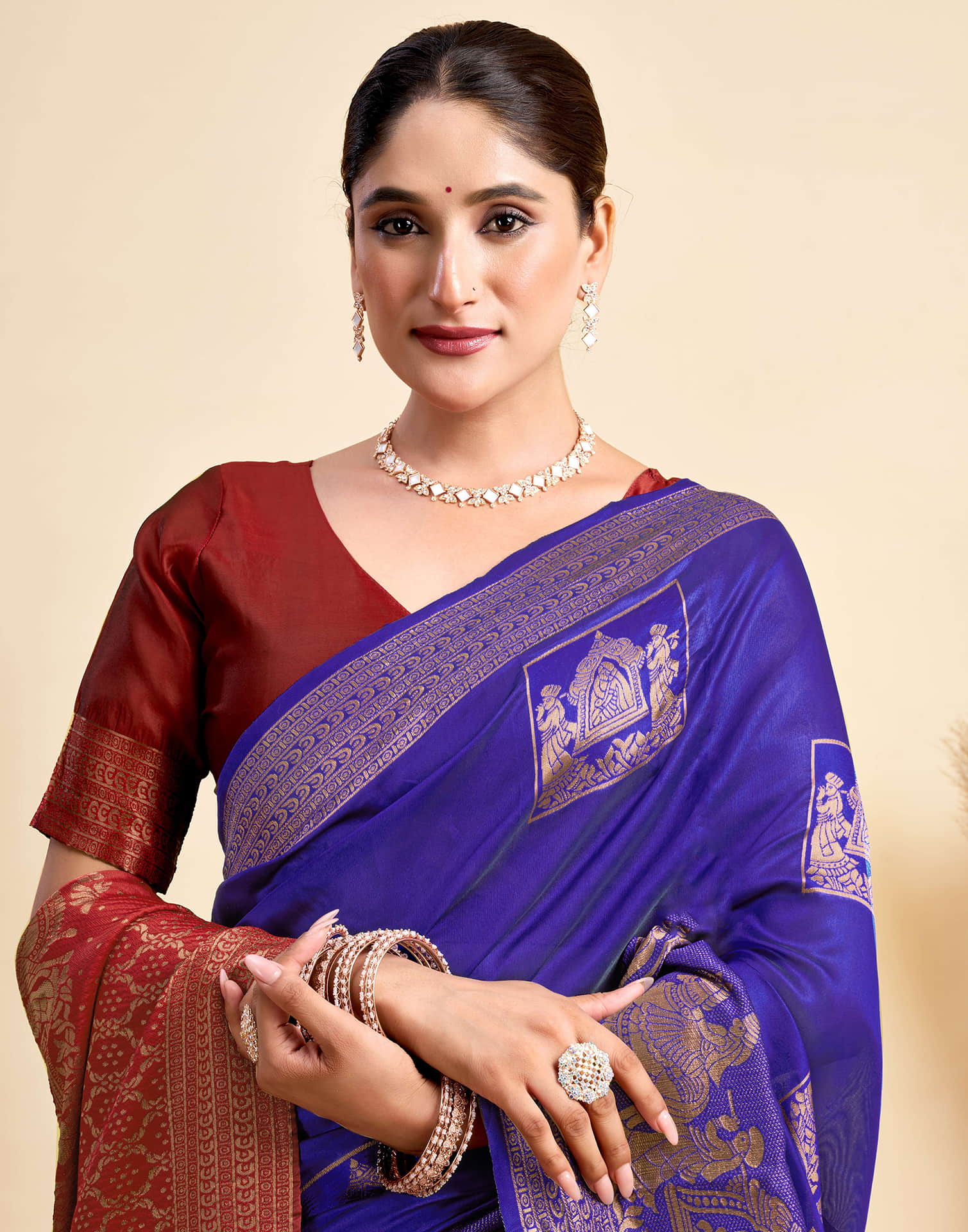 Dark Blue Silk Woven Saree