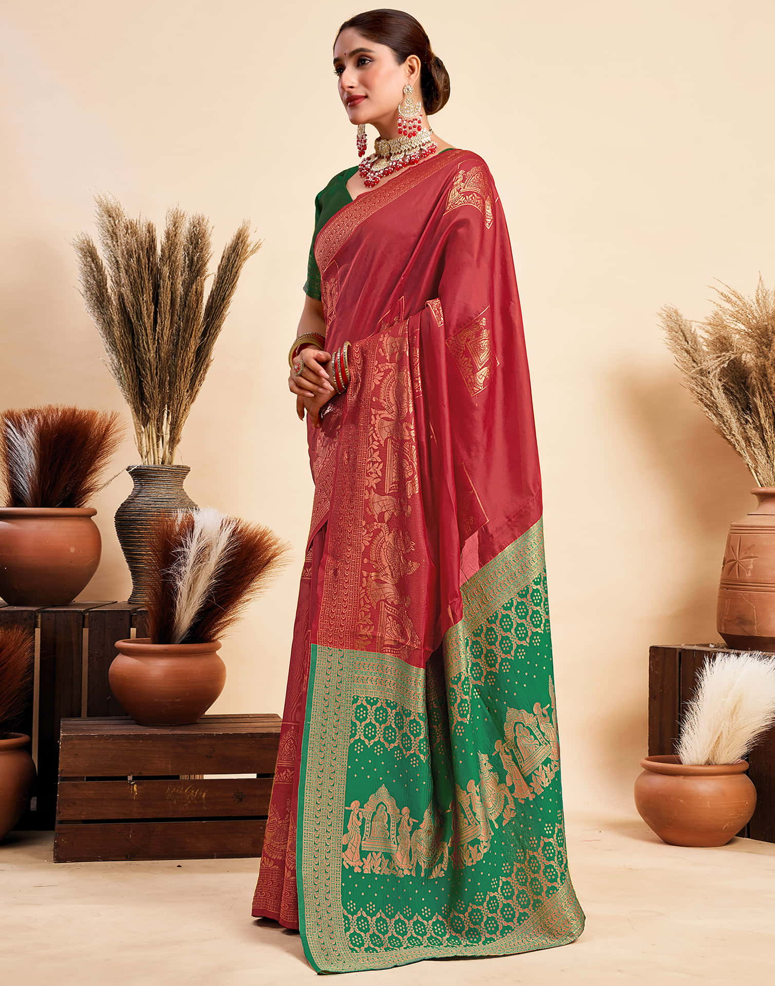 Red Silk Woven Saree