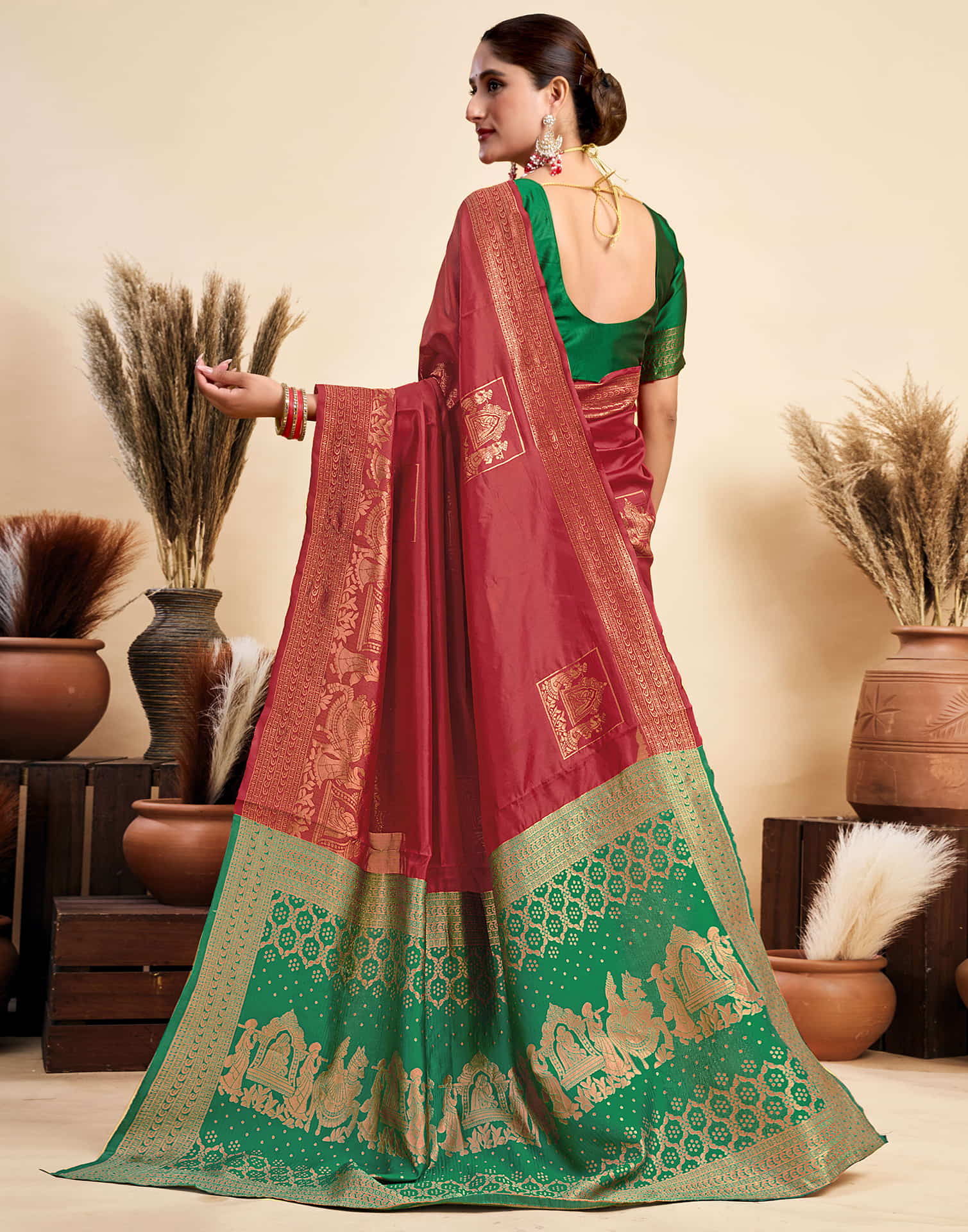 Red Silk Woven Saree