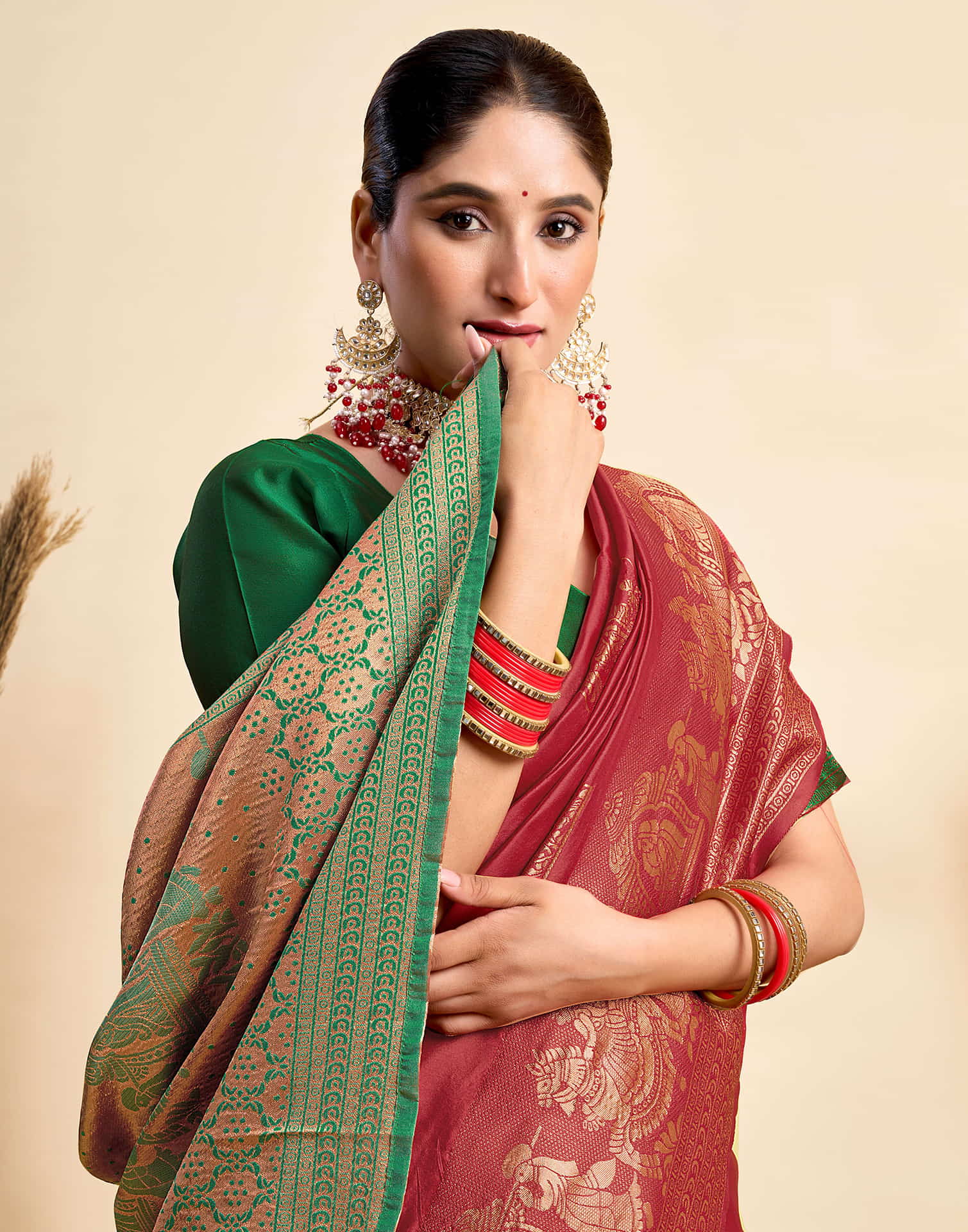 Red Silk Woven Saree