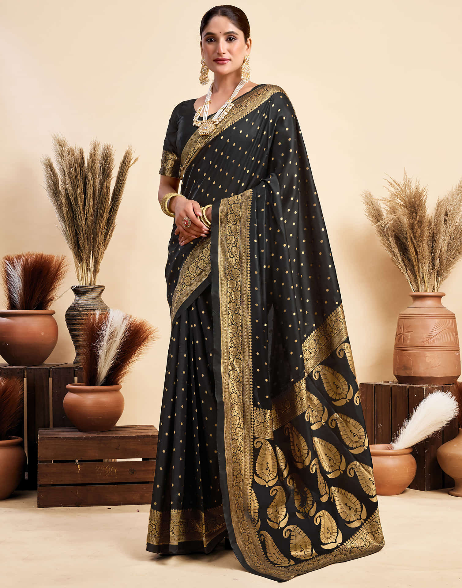 Black Silk Woven Banarasi Saree