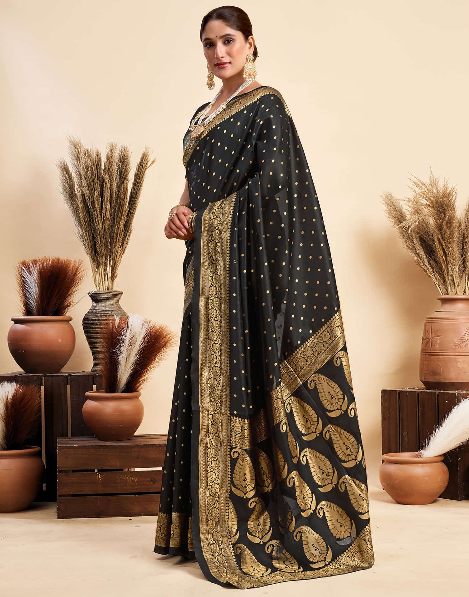 Black Silk Woven Banarasi Saree