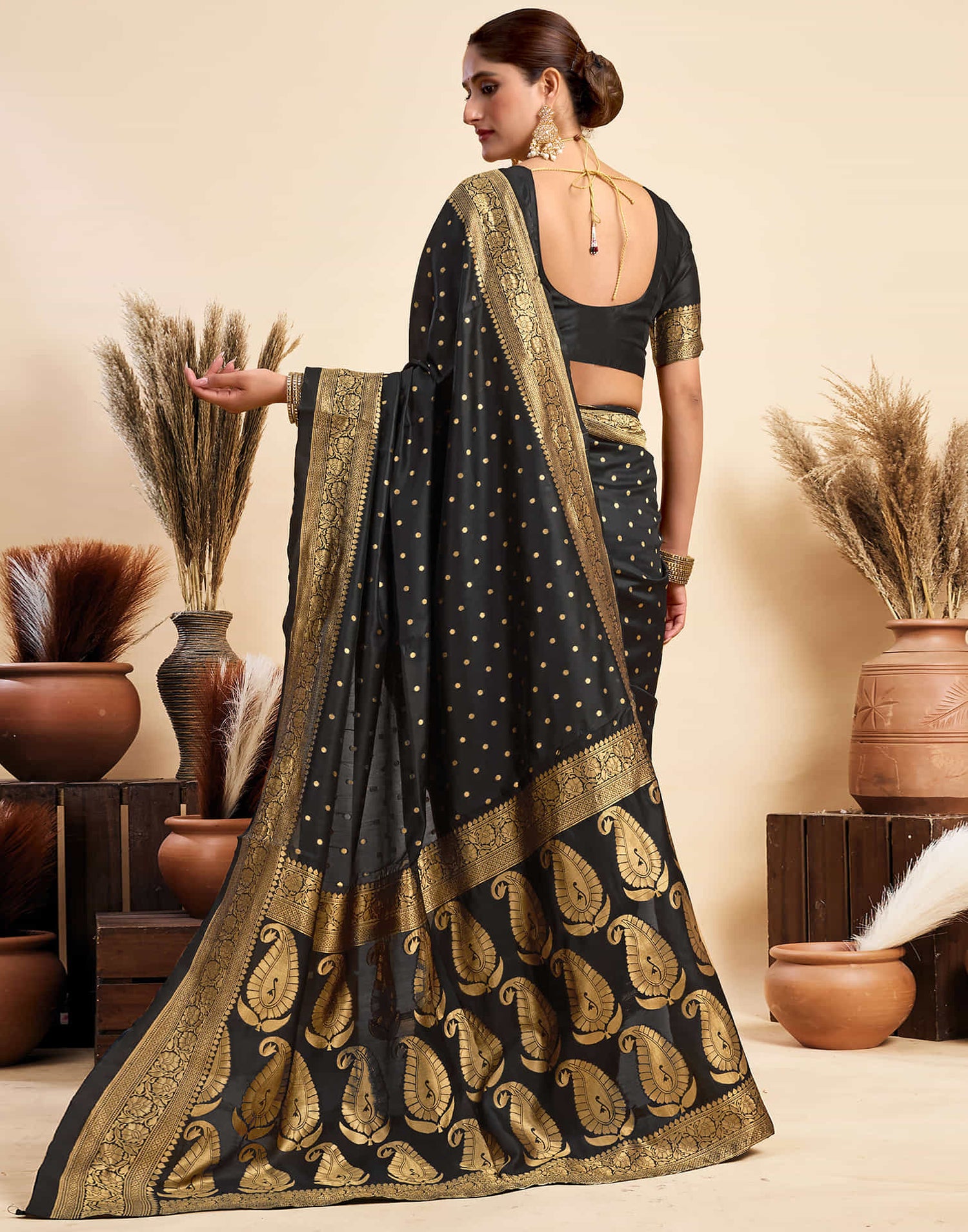 Black Silk Woven Banarasi Saree