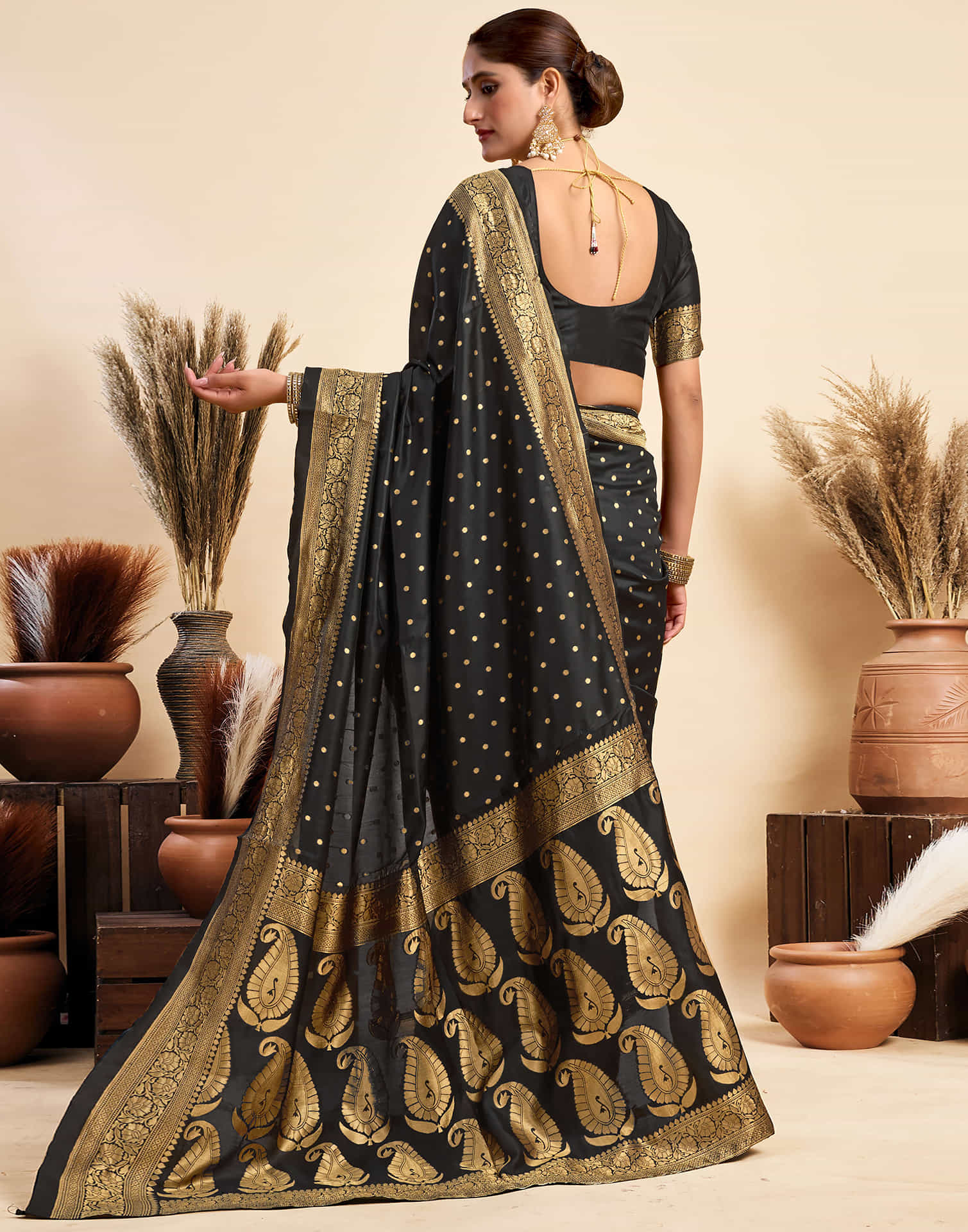 Black Silk Woven Banarasi Saree