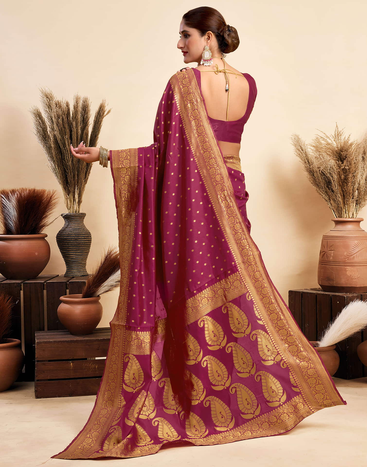 Rani Pink Silk Woven Banarasi Saree