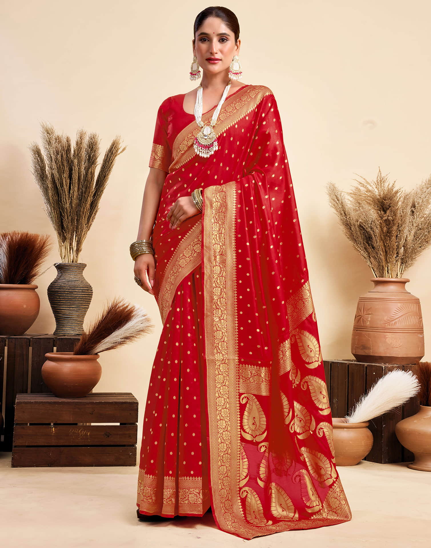 Red Silk Woven Banarasi Saree