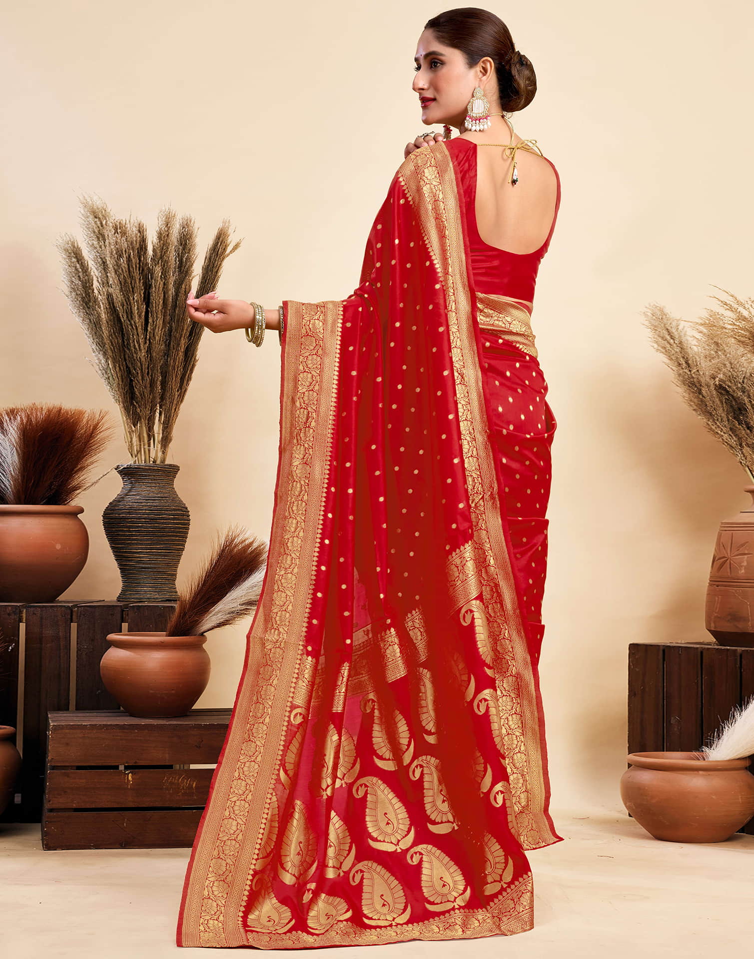 Red Silk Woven Banarasi Saree