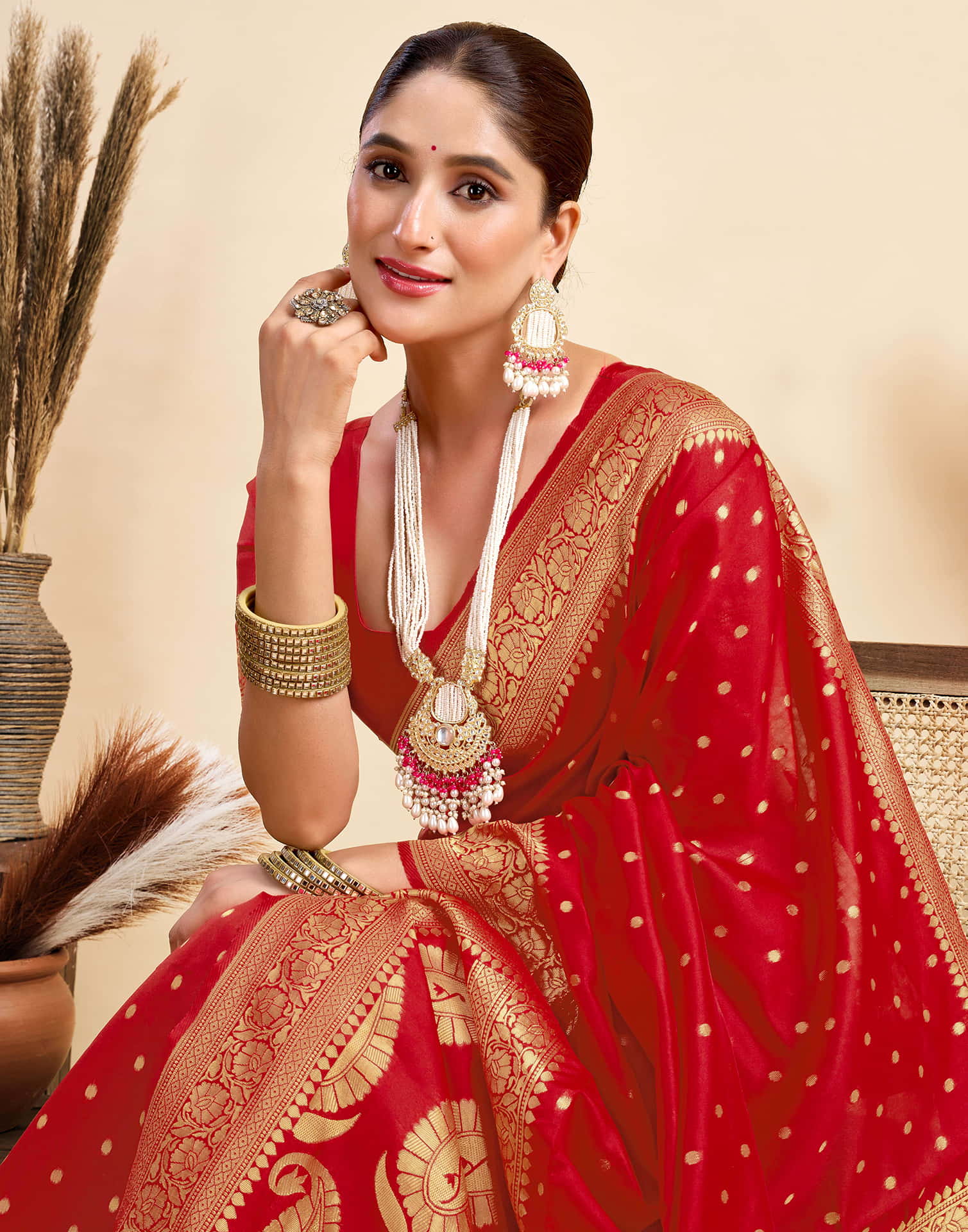 Red Silk Woven Banarasi Saree