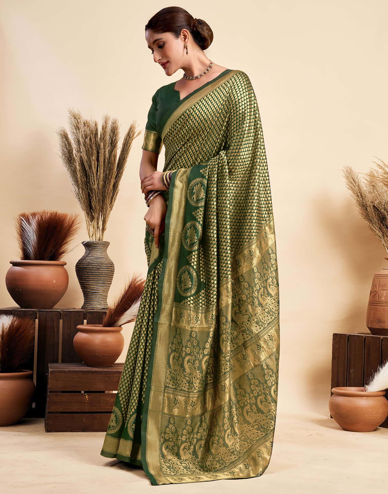 Green Silk Woven Kanjivaram Saree