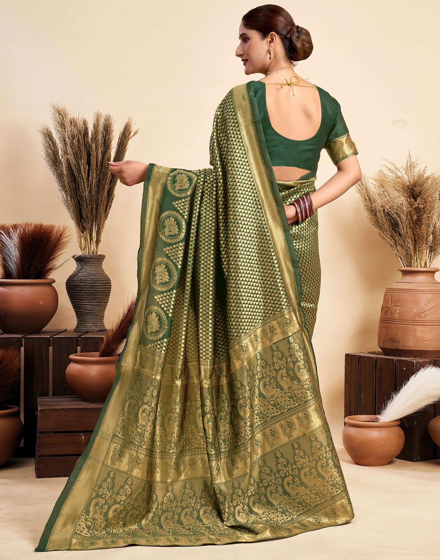 Green Silk Woven Kanjivaram Saree