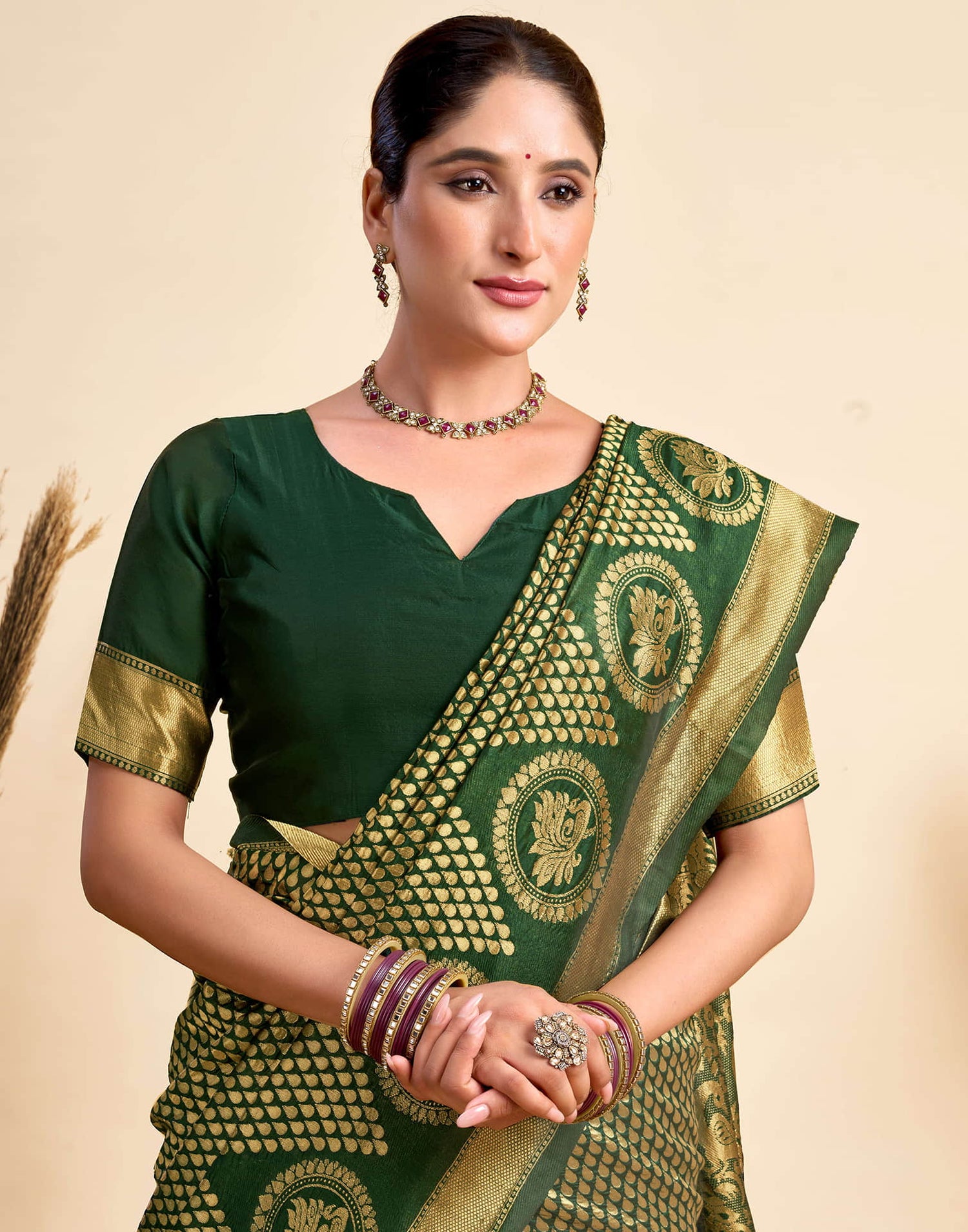 Green Silk Woven Kanjivaram Saree