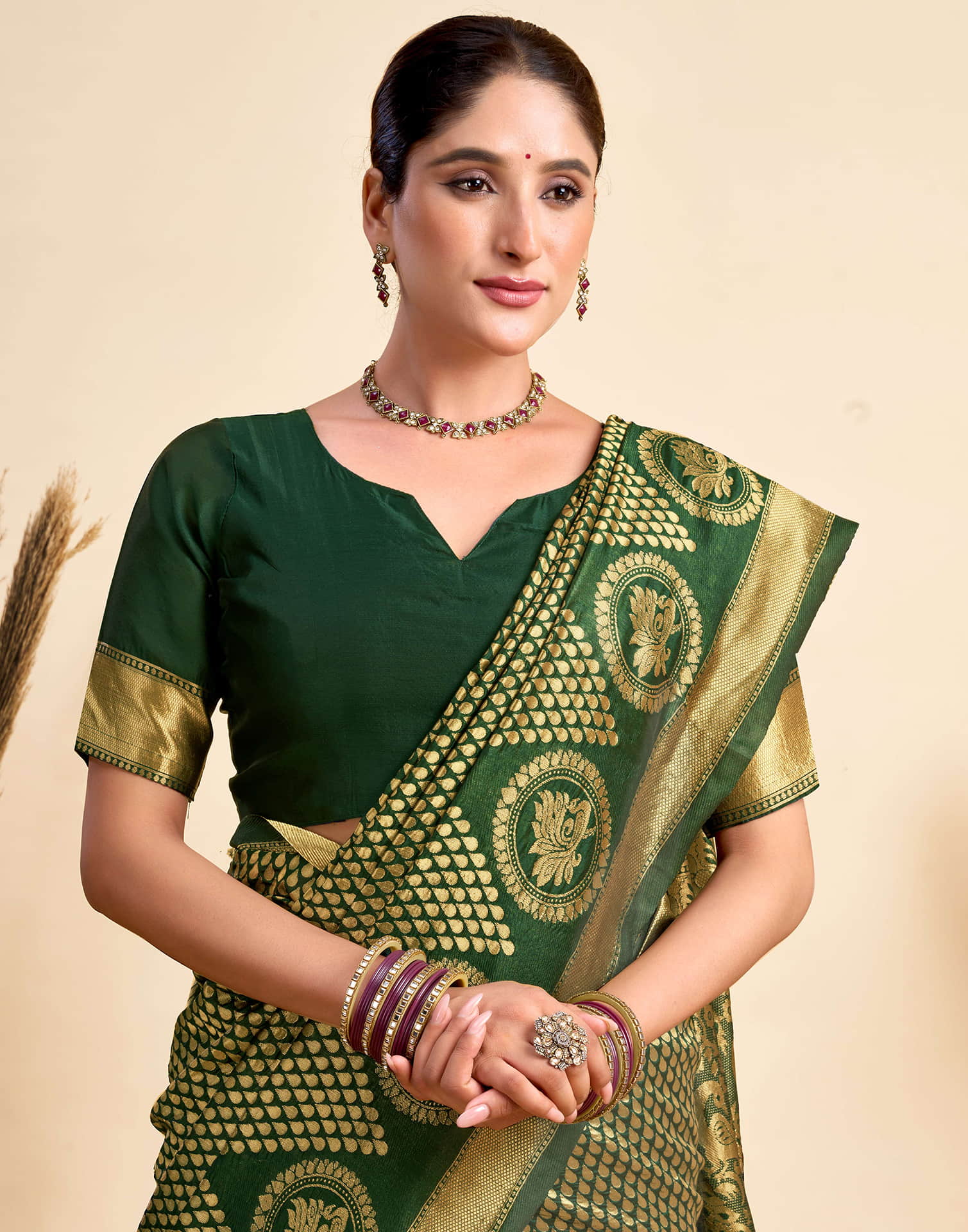 Green Silk Woven Kanjivaram Saree