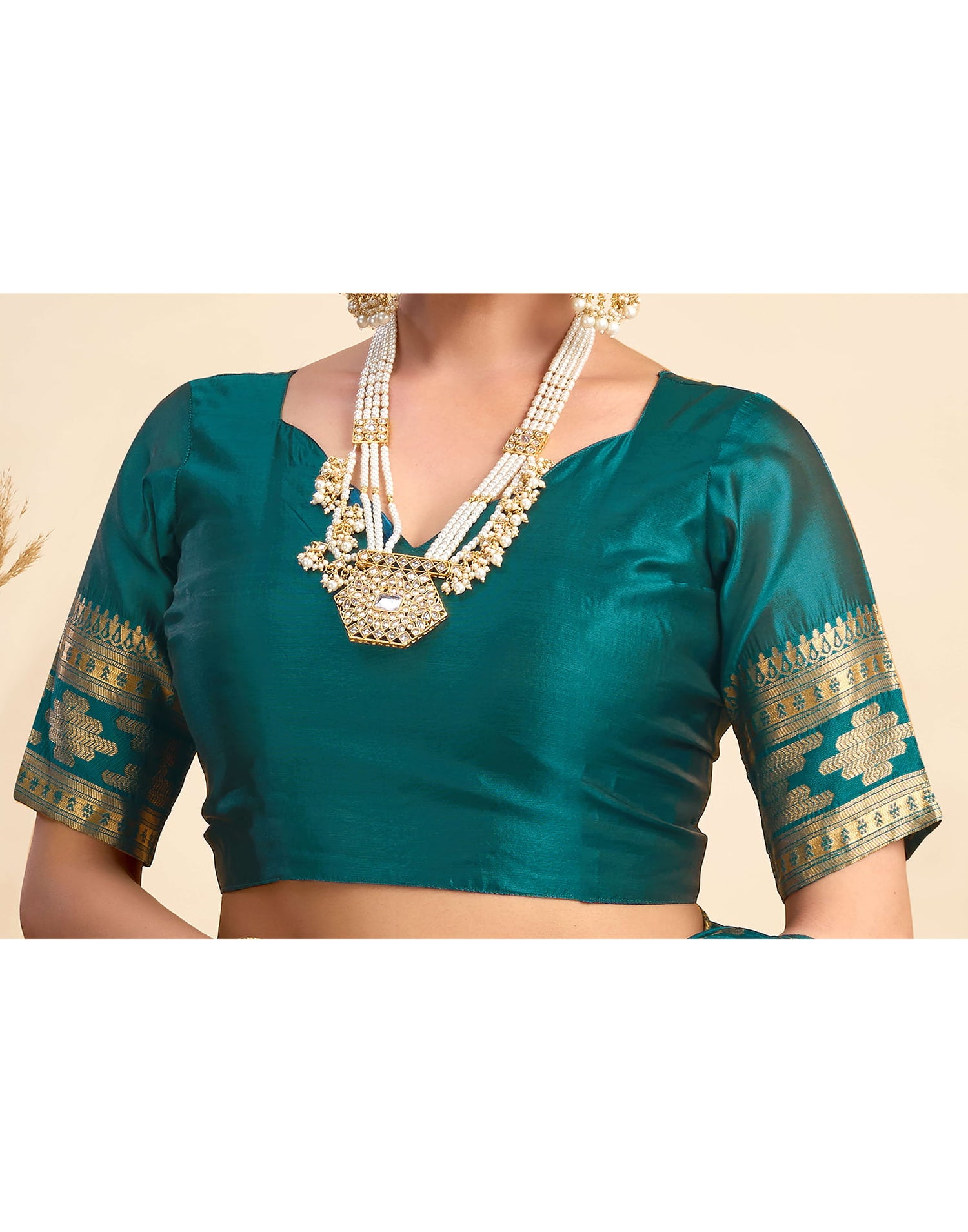 Teal Blue Silk Woven Saree