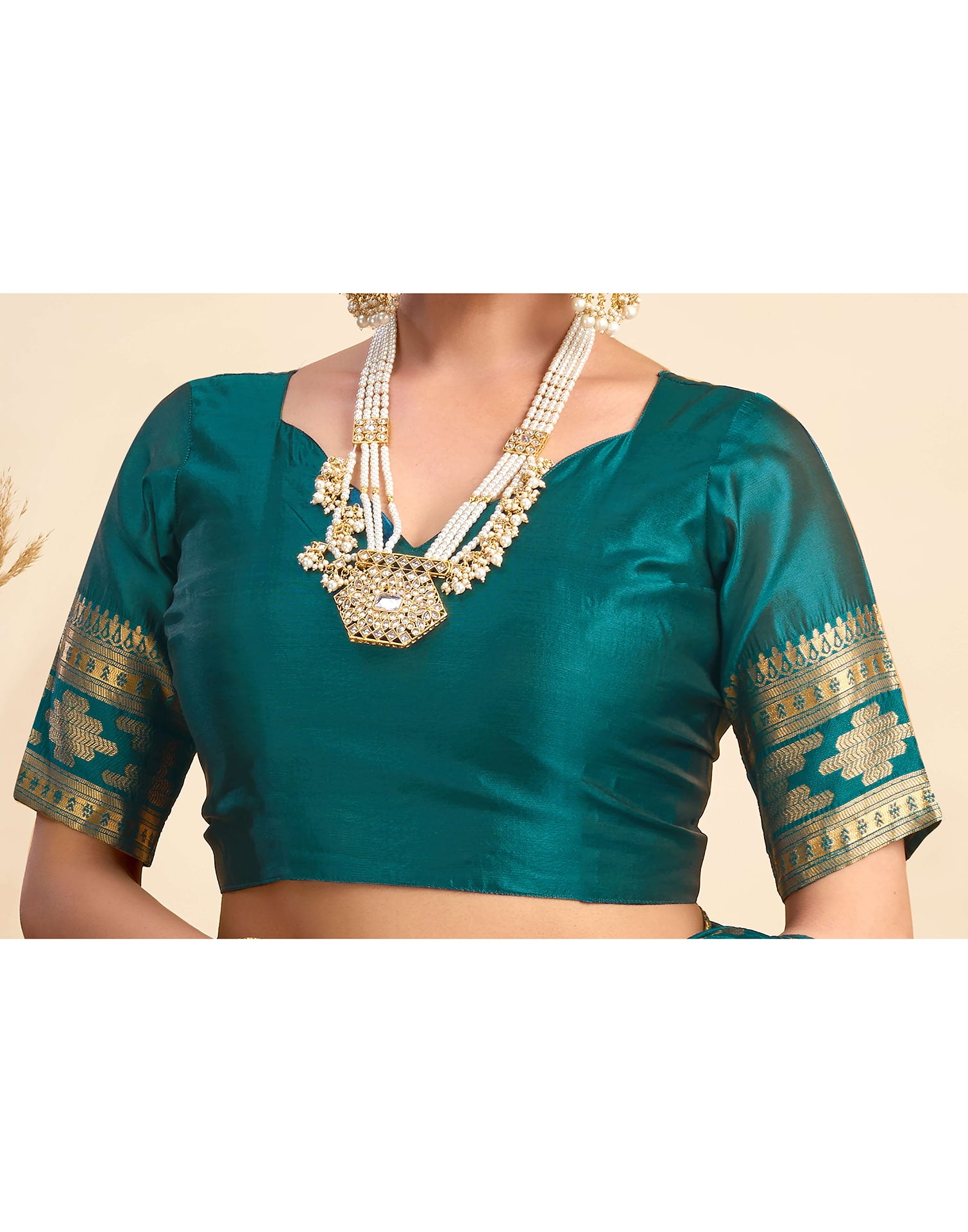 Teal Blue Silk Woven Saree
