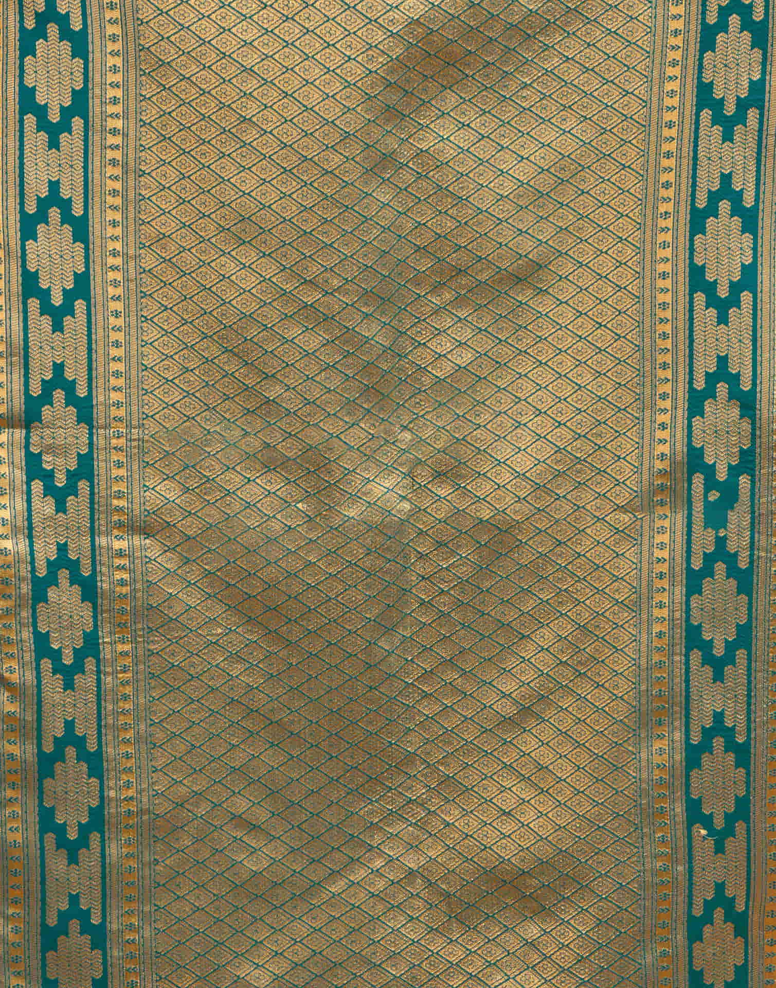 Teal Blue Silk Woven Saree
