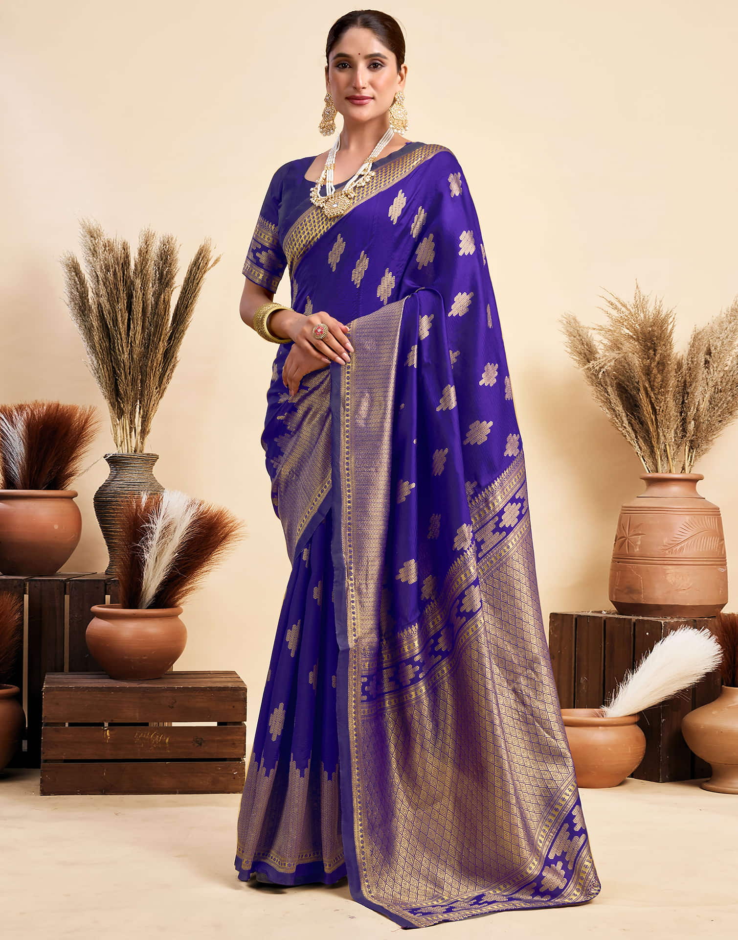 Indigo Blue Silk Woven Saree