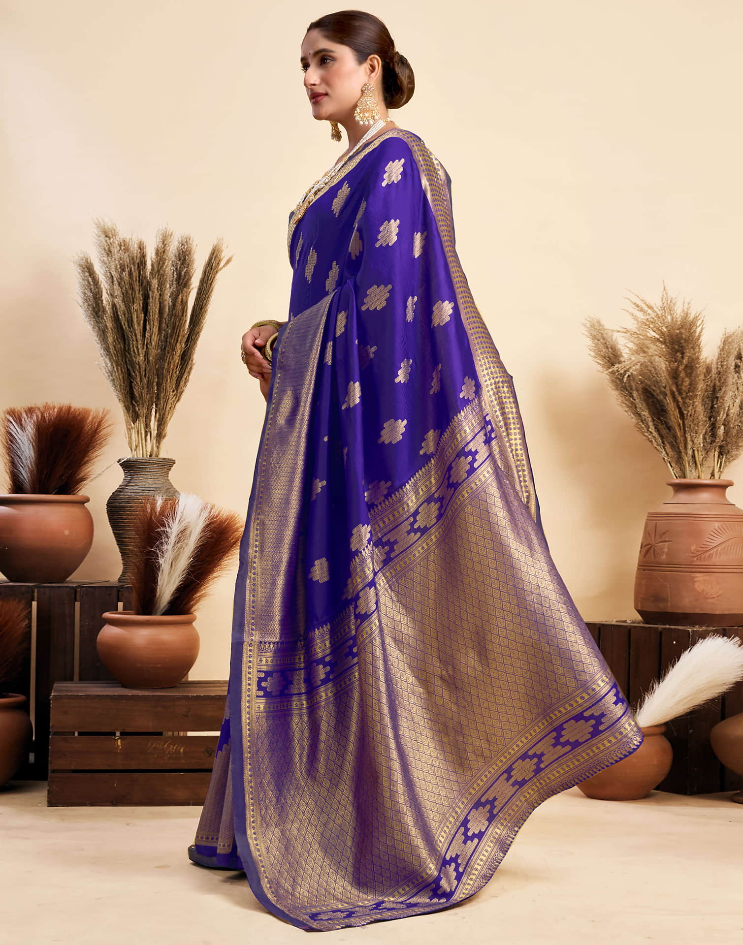 Indigo Blue Silk Woven Saree