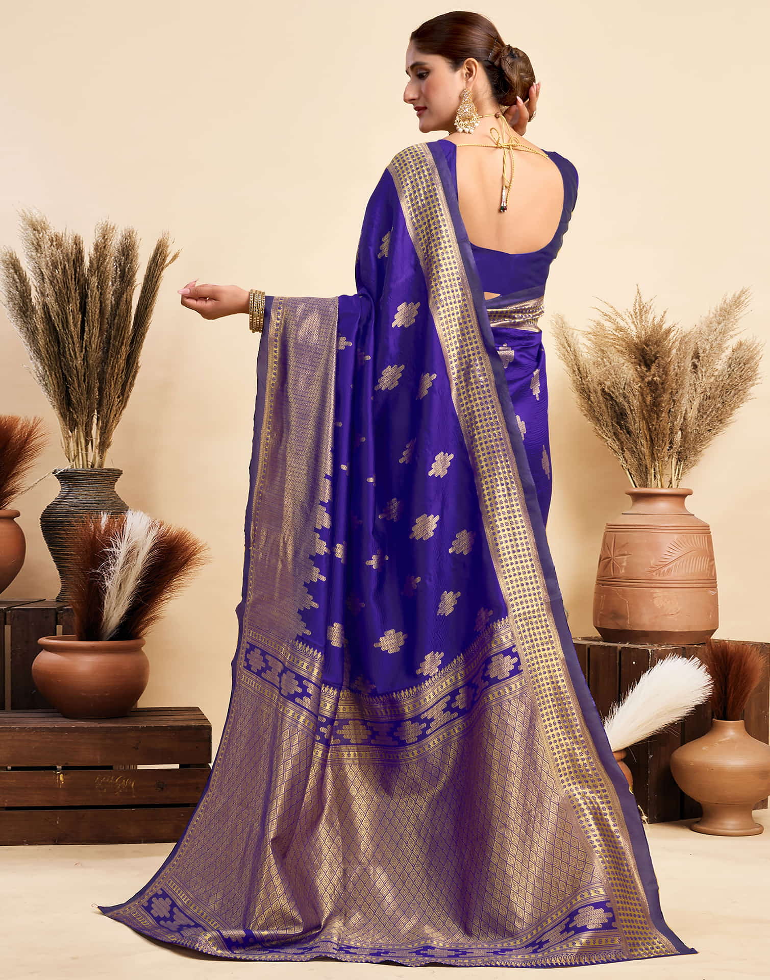 Indigo Blue Silk Woven Saree