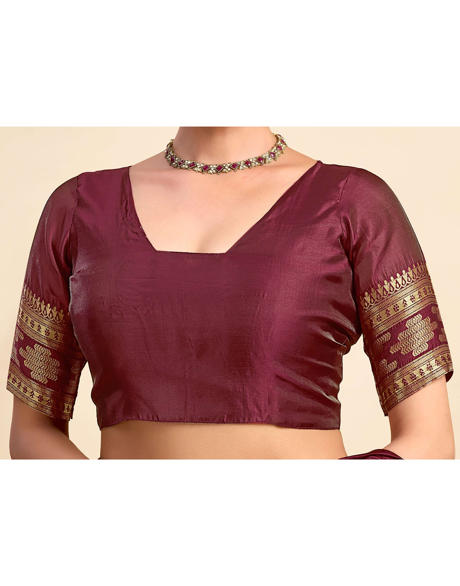 Maroon Silk Woven Saree