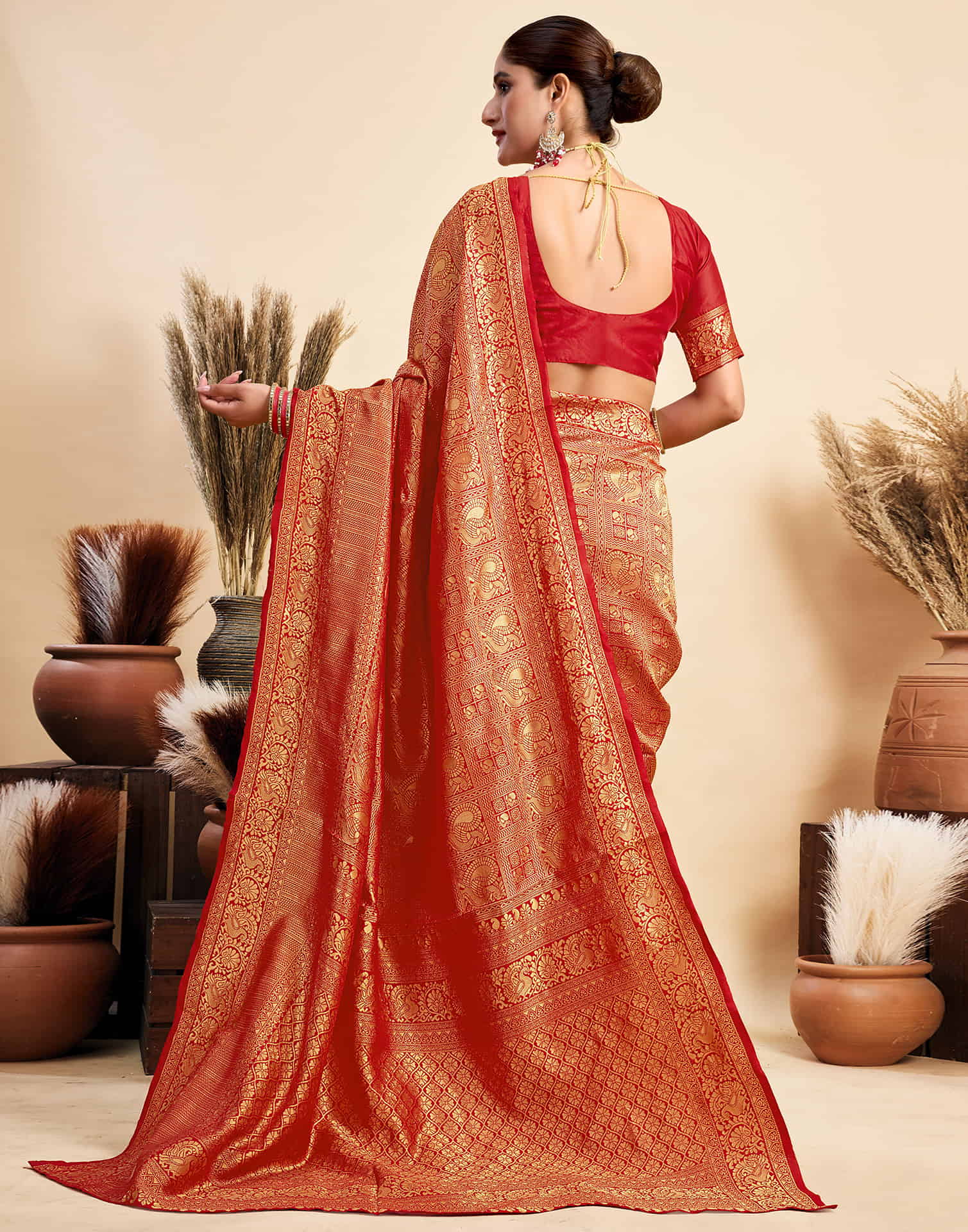 Red Silk Woven Kanjivaram Saree