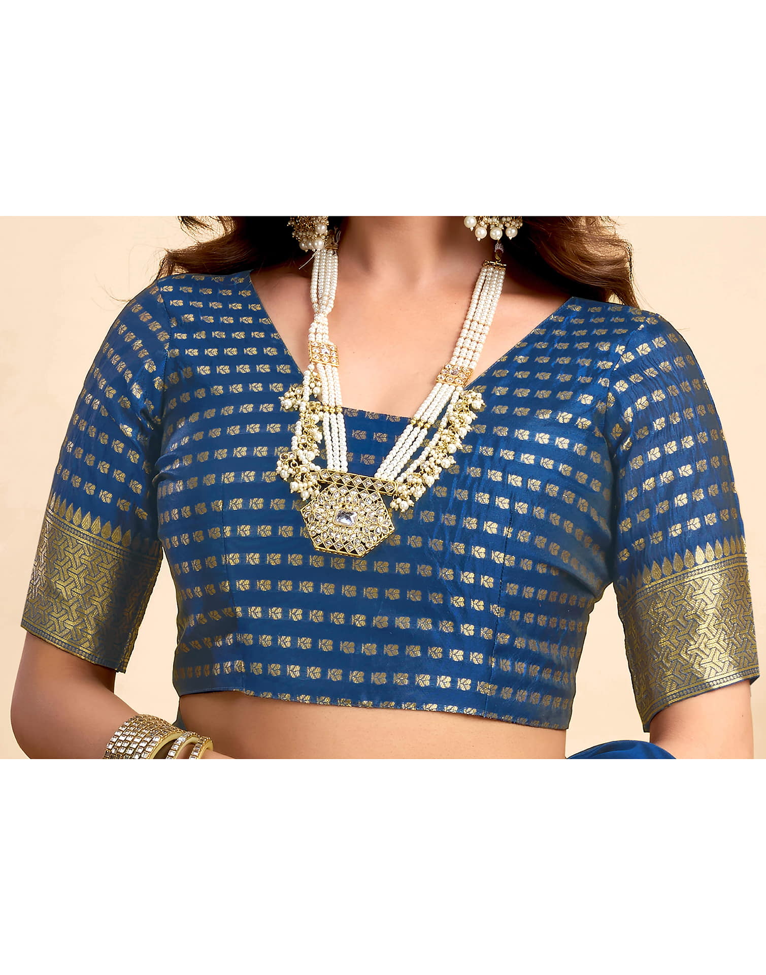 Rama Blue Silk Woven Banarasi Saree