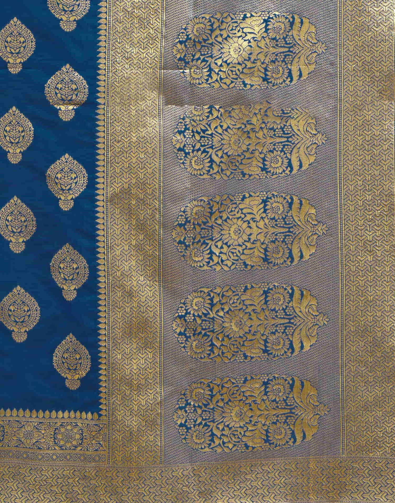 Rama Blue Silk Woven Banarasi Saree