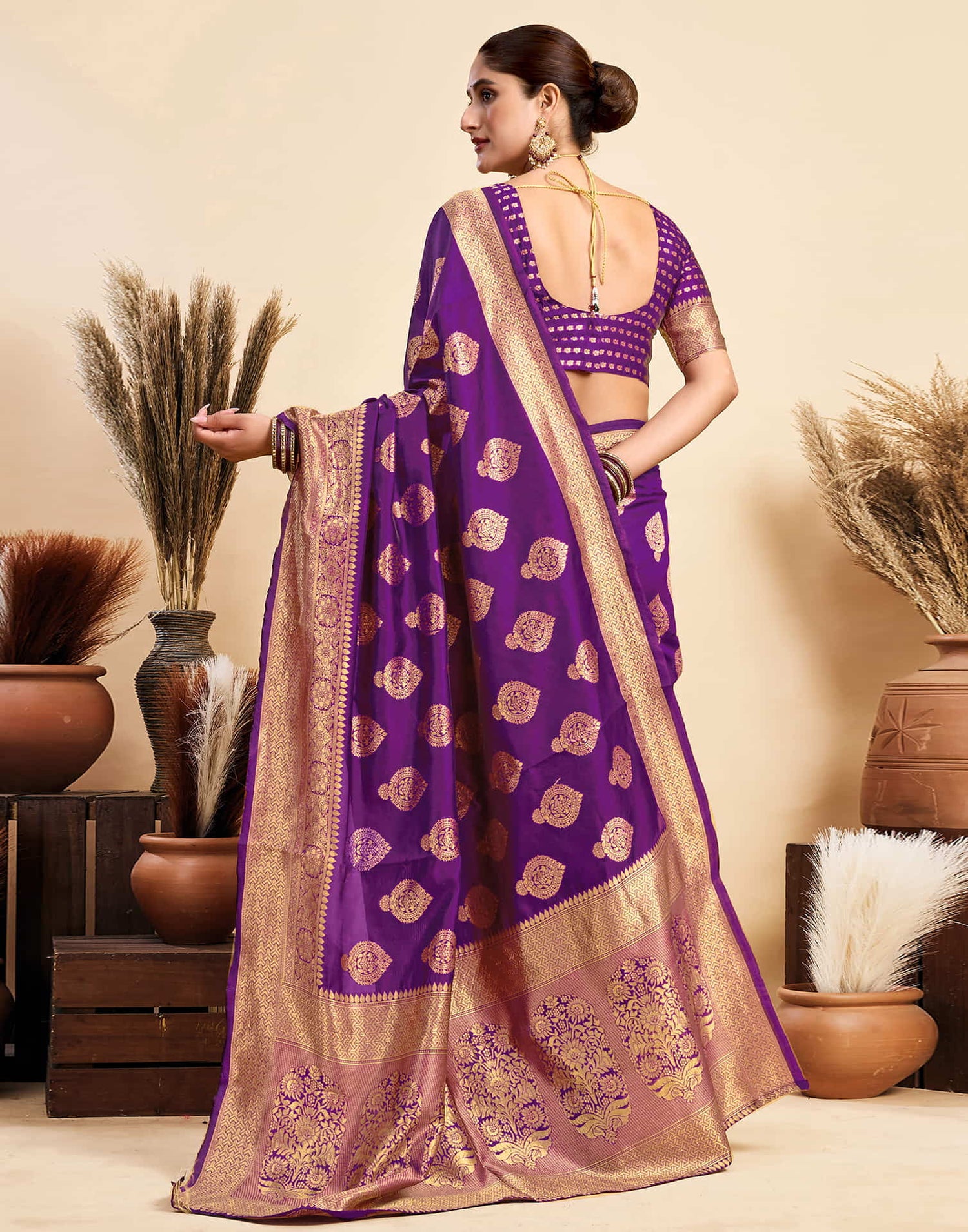 Purple Silk Woven Banarasi Saree