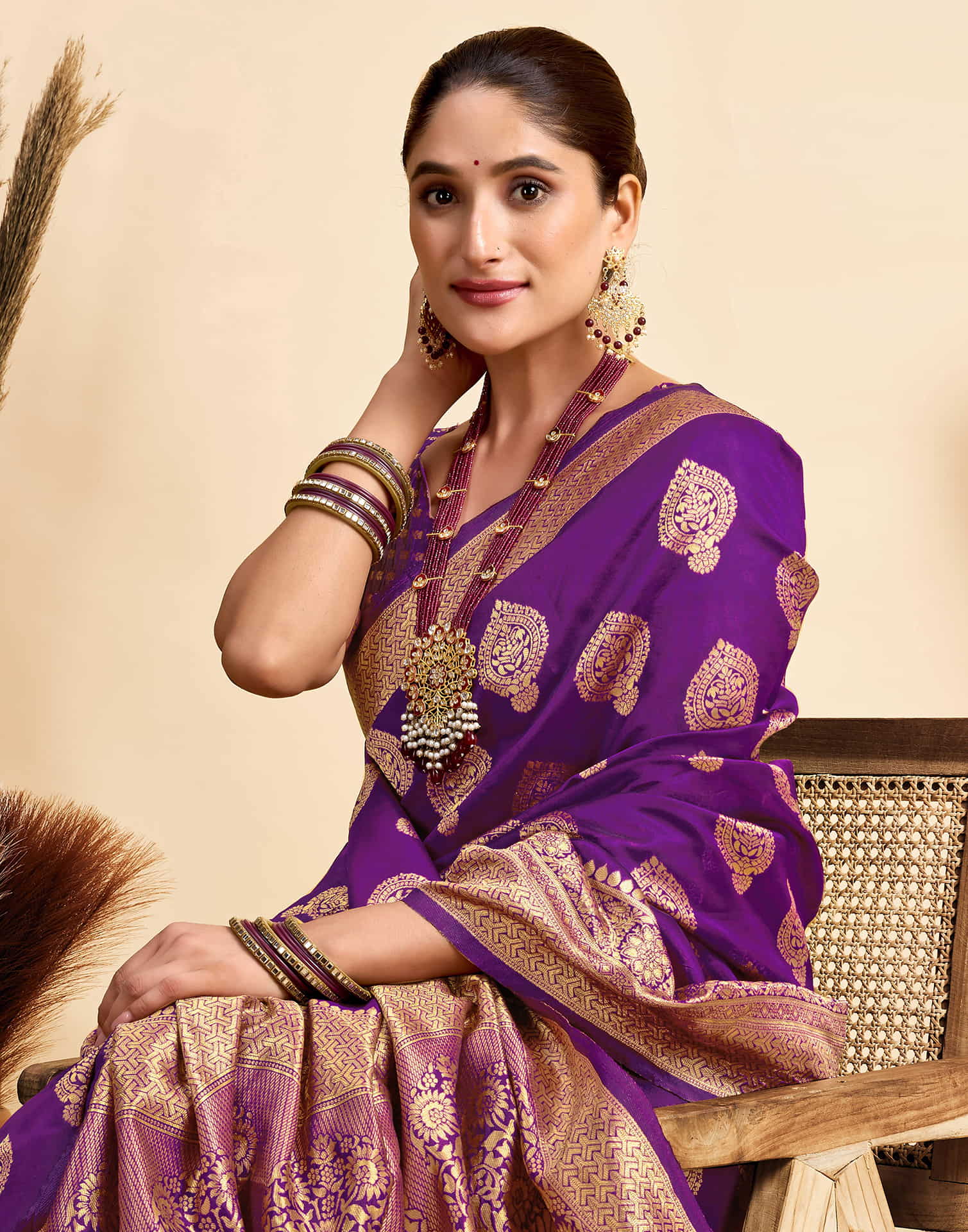 Purple Silk Woven Banarasi Saree