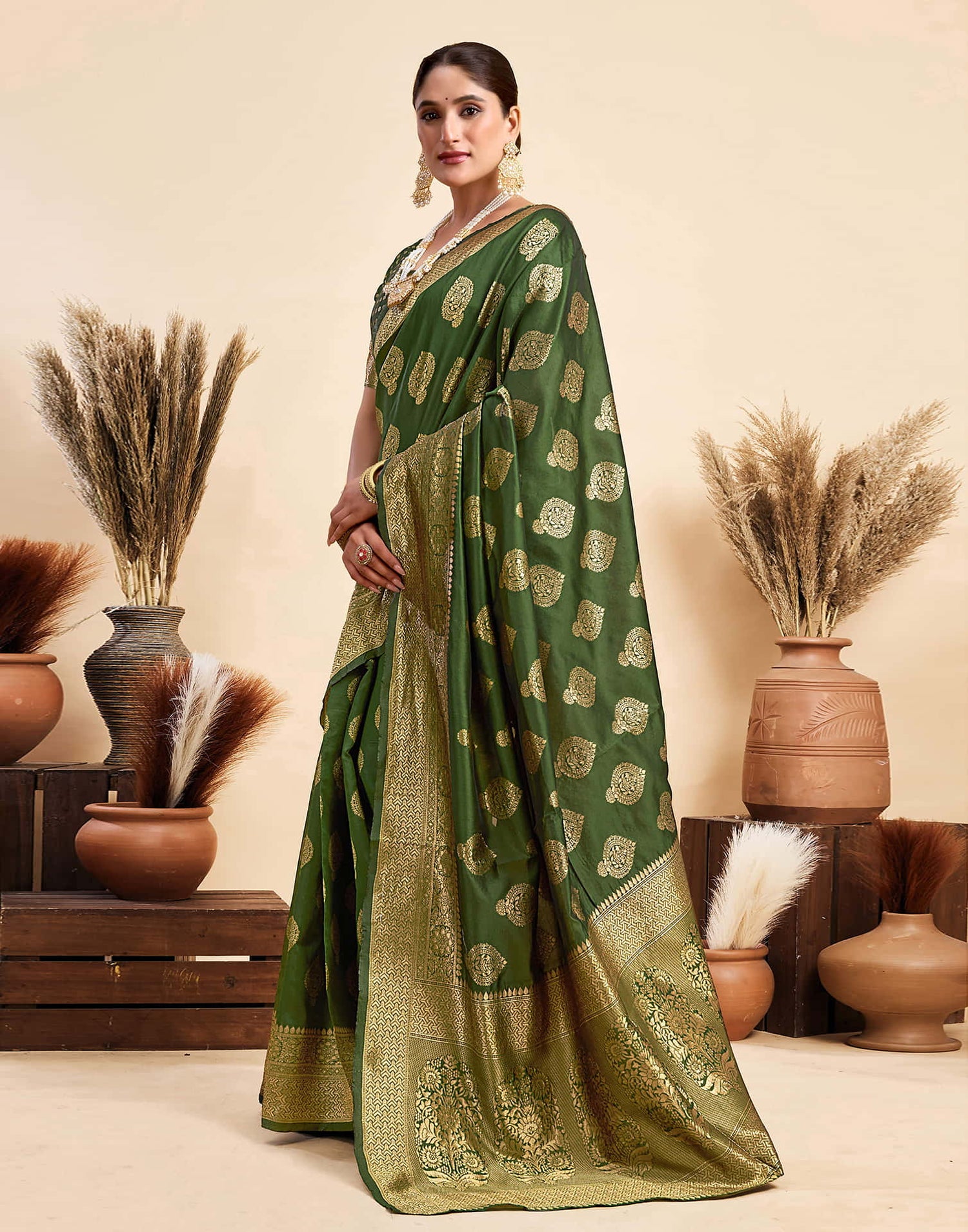 Green Silk Woven Banarasi Saree
