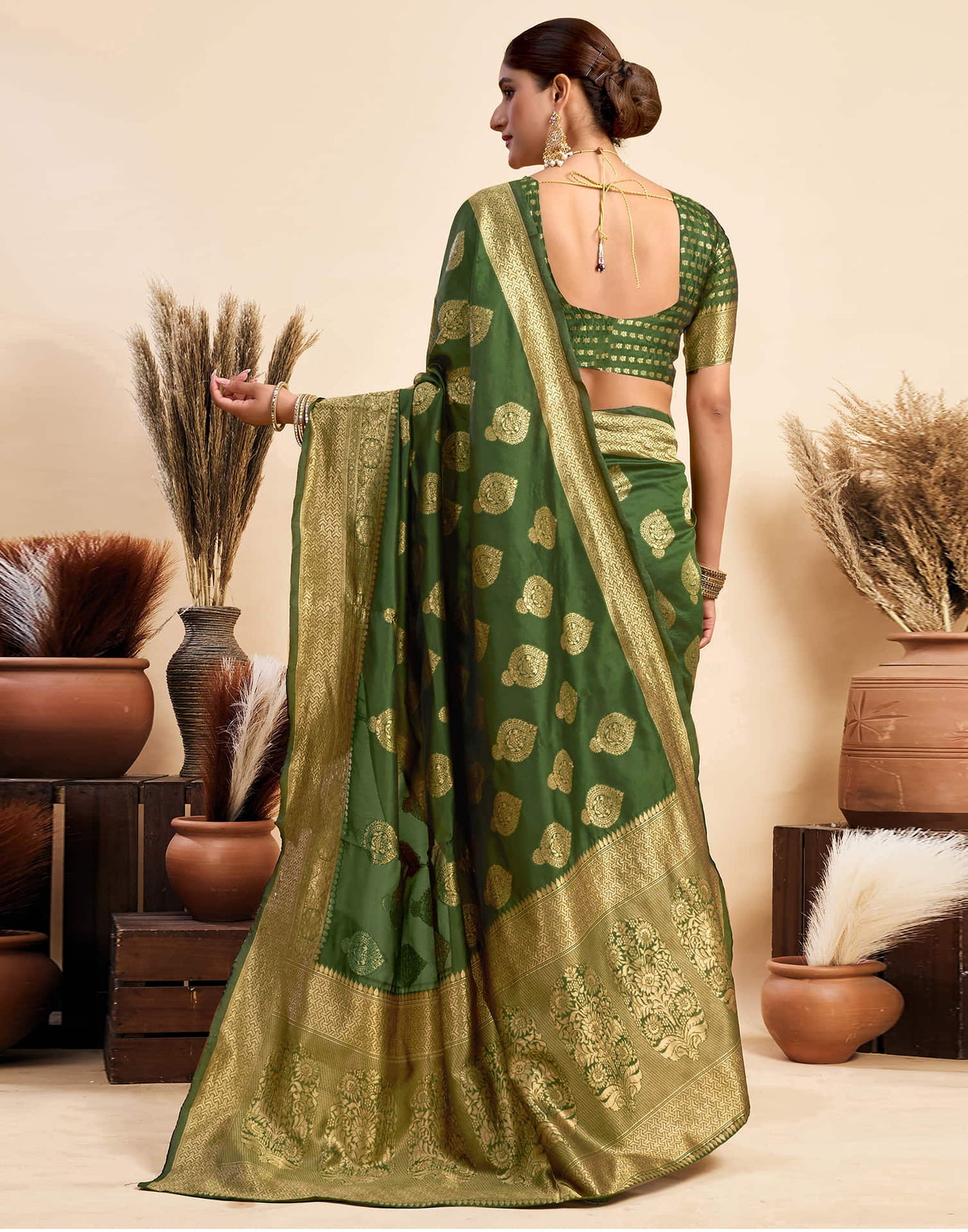 Green Silk Woven Banarasi Saree