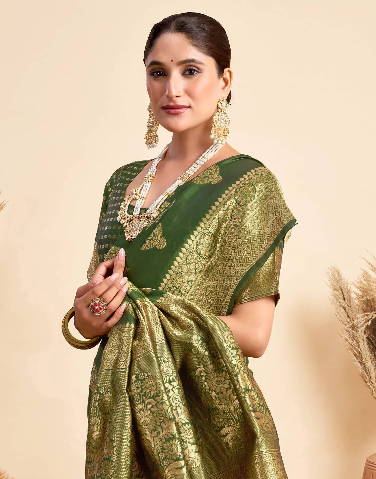 Green Silk Woven Banarasi Saree