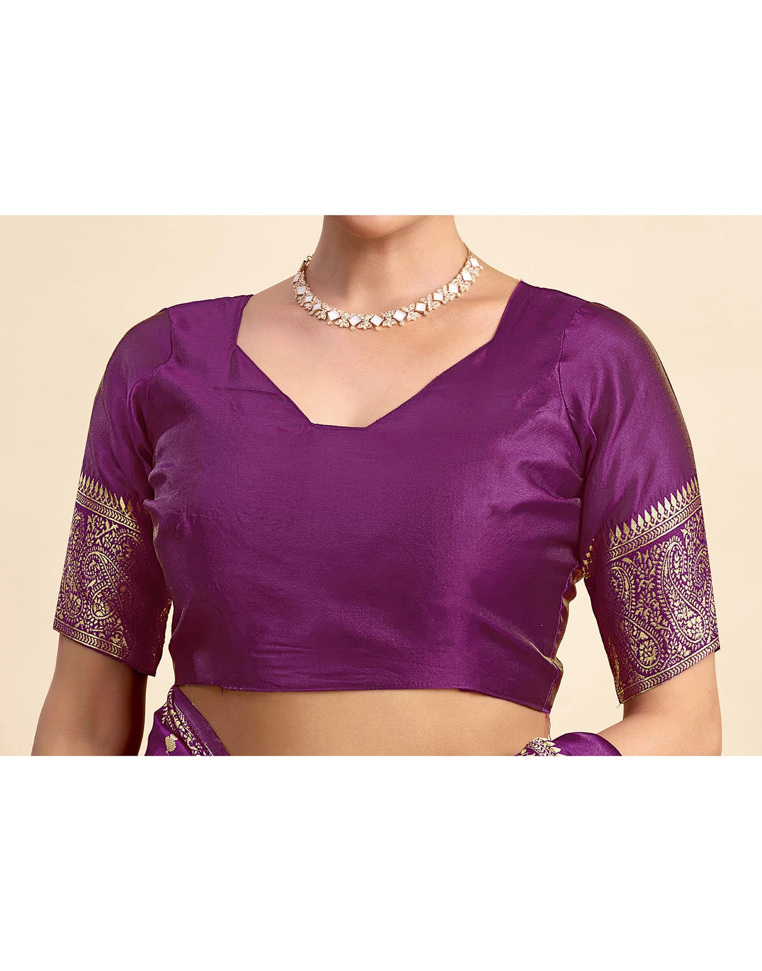 Dark Magenta Silk Woven Banarasi Saree