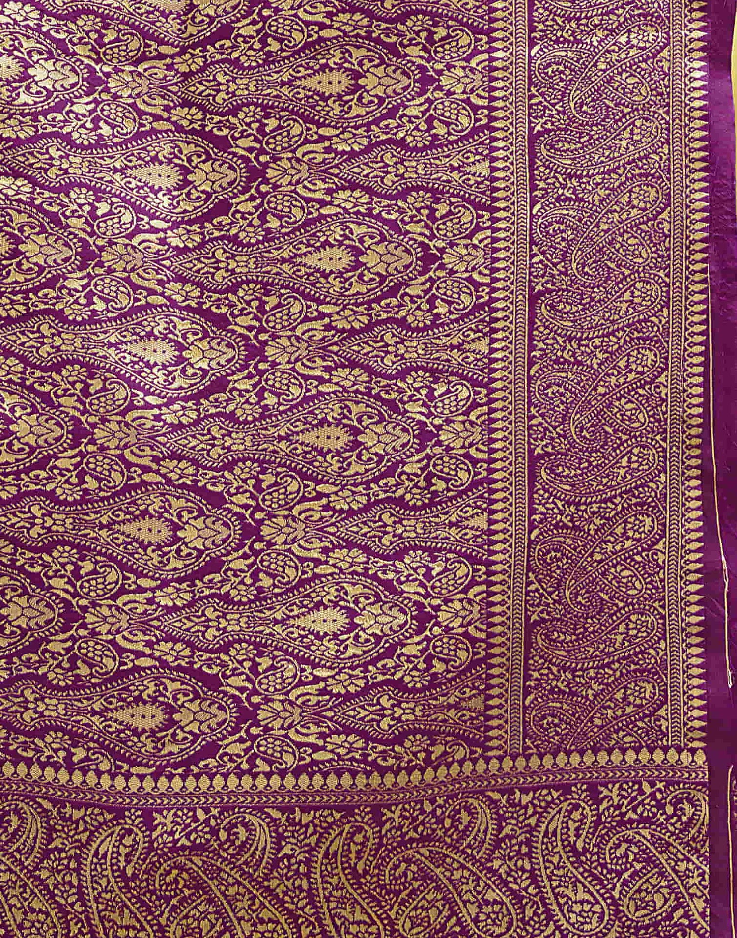 Dark Magenta Silk Woven Banarasi Saree