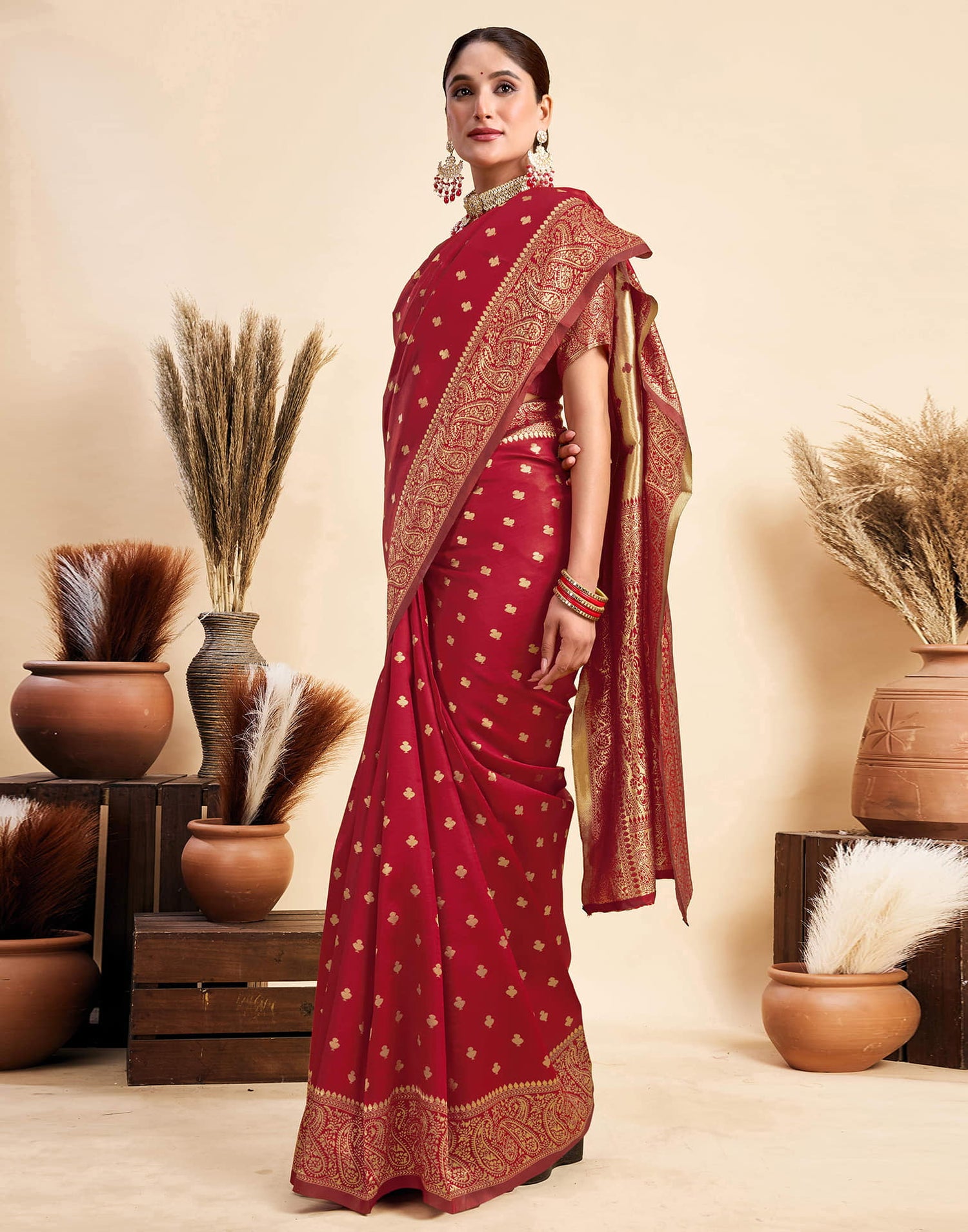 Red Silk Woven Banarasi Saree