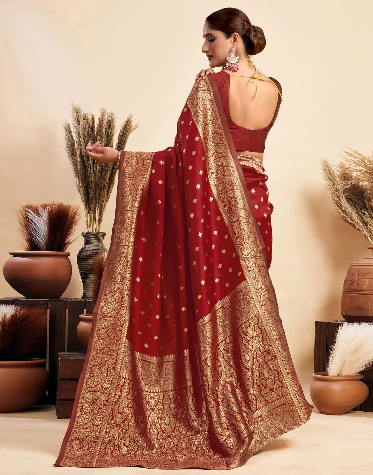 Red Silk Woven Banarasi Saree