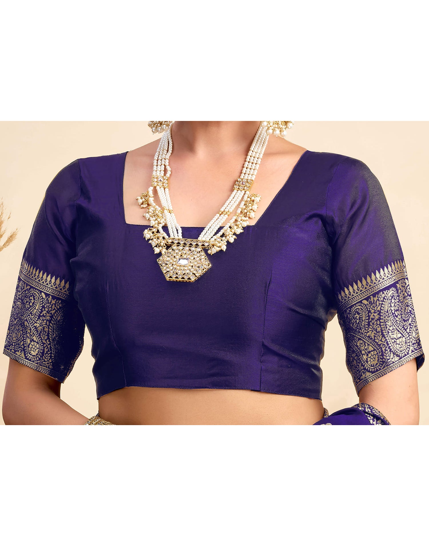 Navy Blue Silk Woven Banarasi Saree