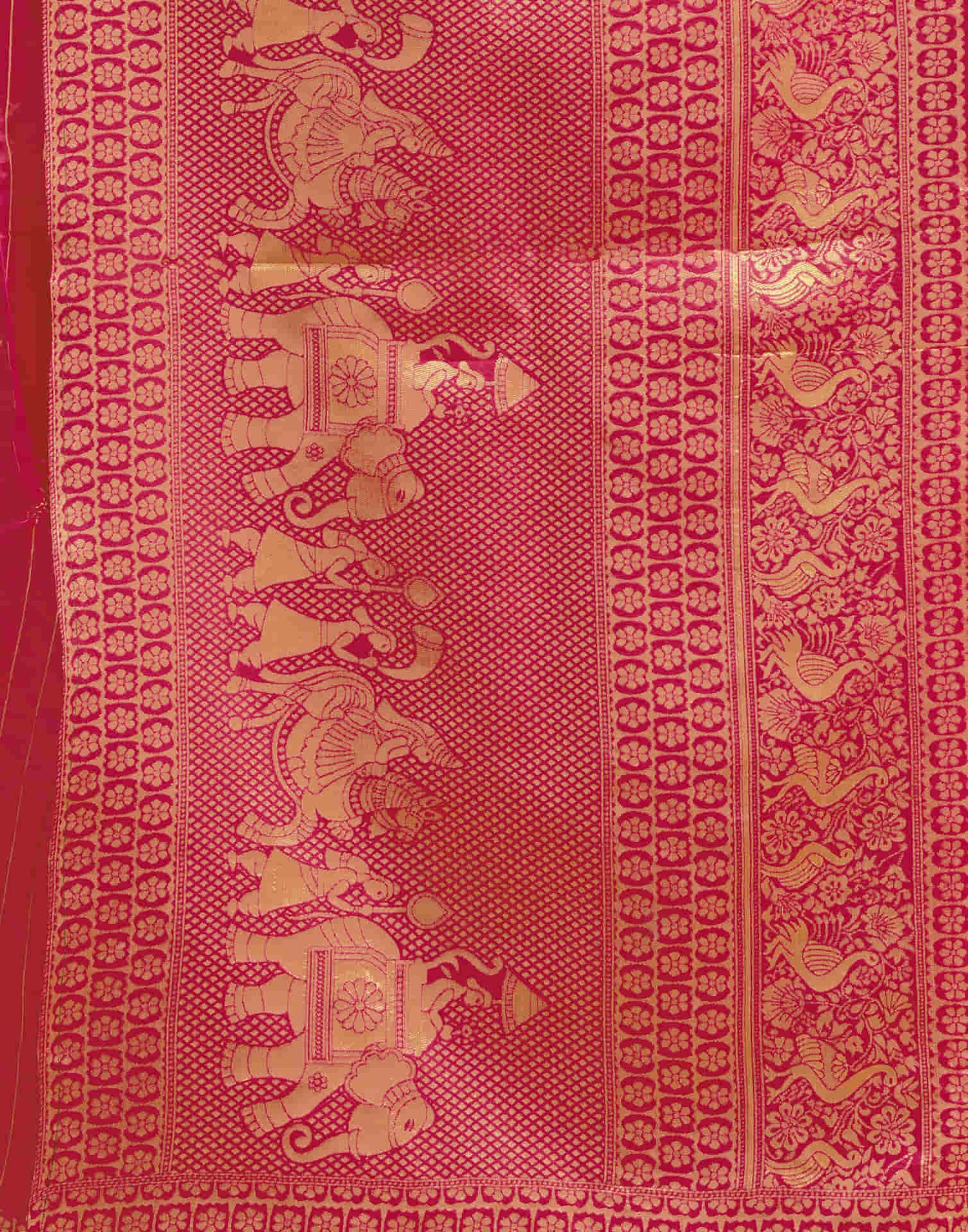 Bright Pink Silk Woven Banarasi Saree