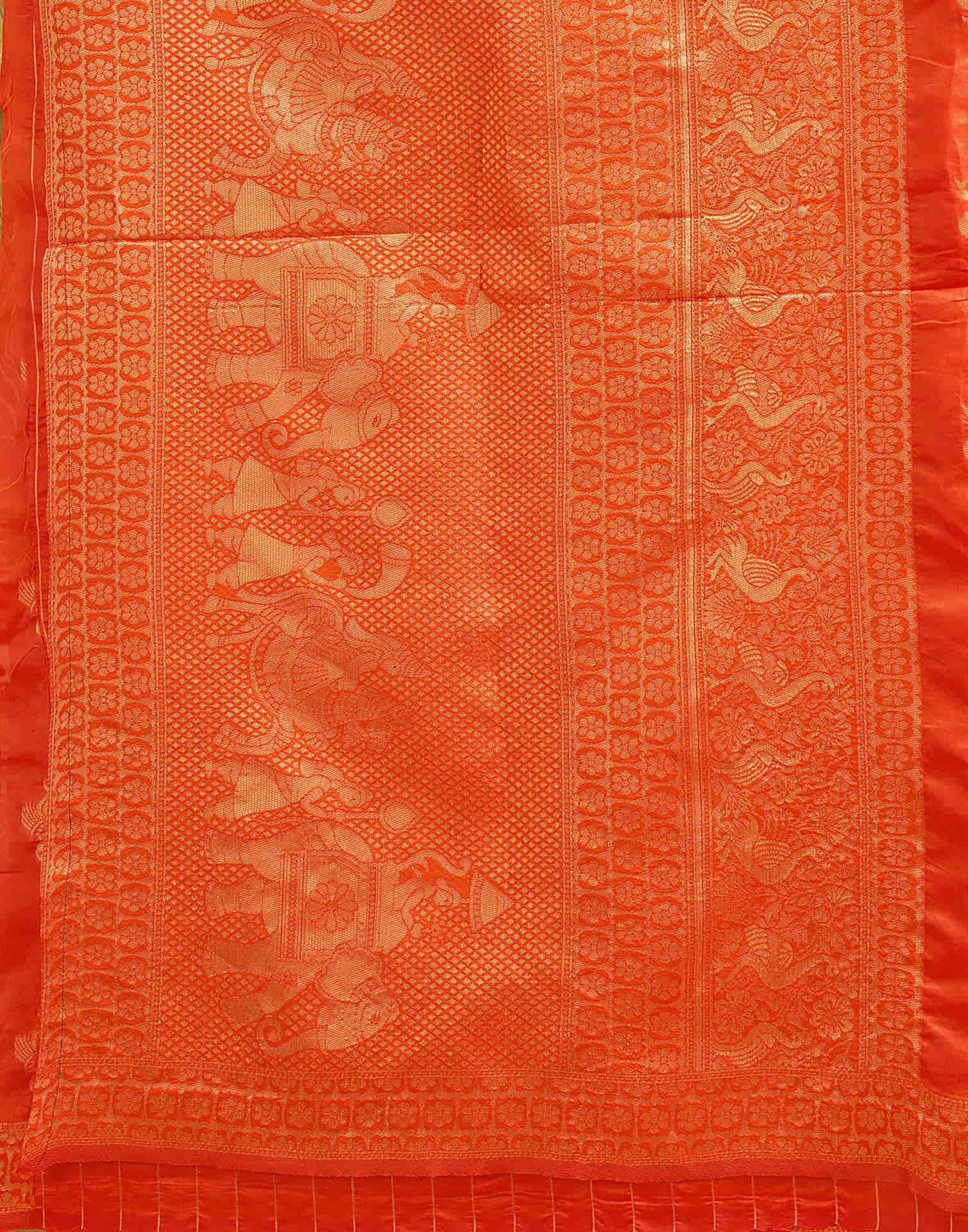 Orange Silk Woven Banarasi Saree