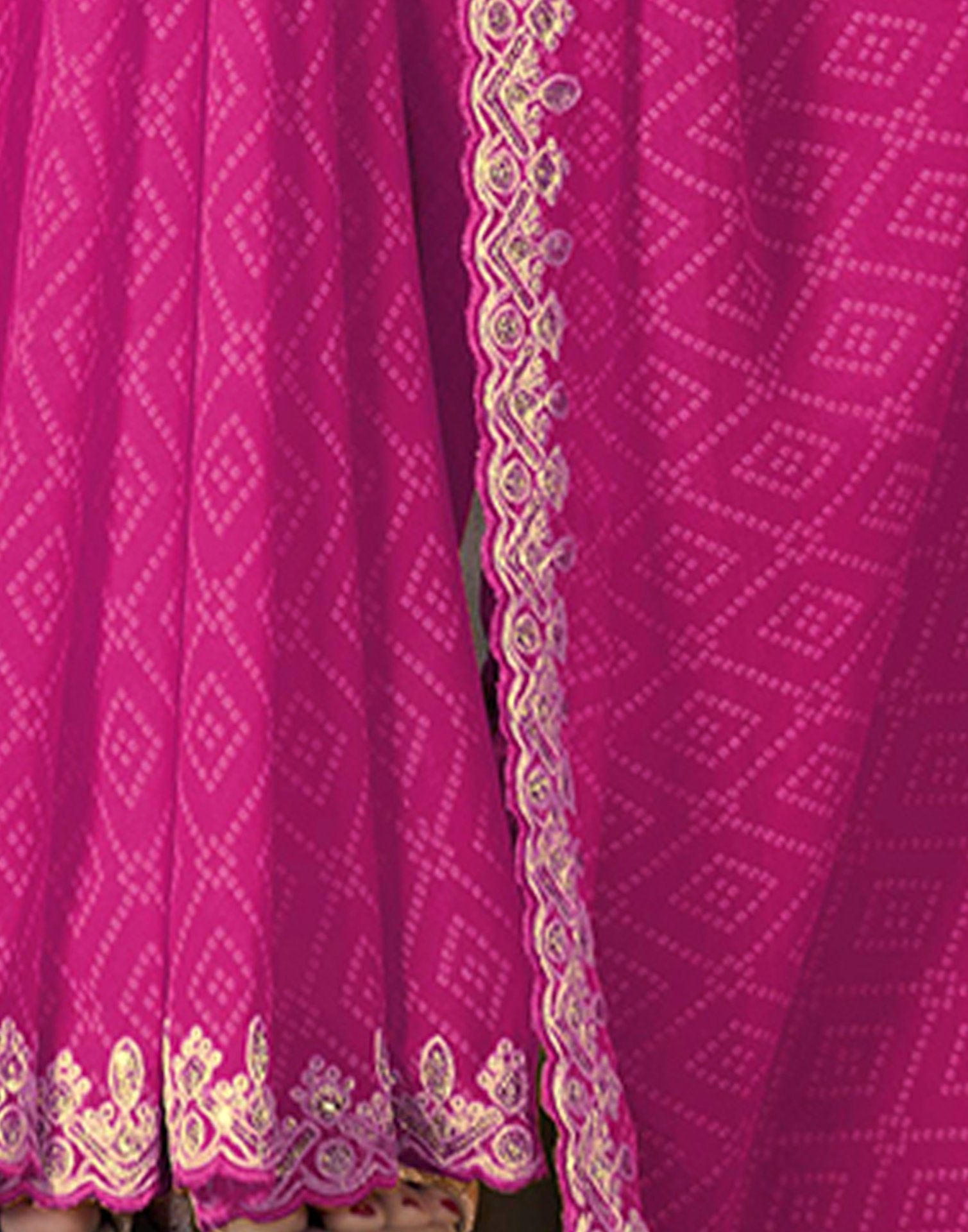 Rani Pink Georgette Bandhani Saree