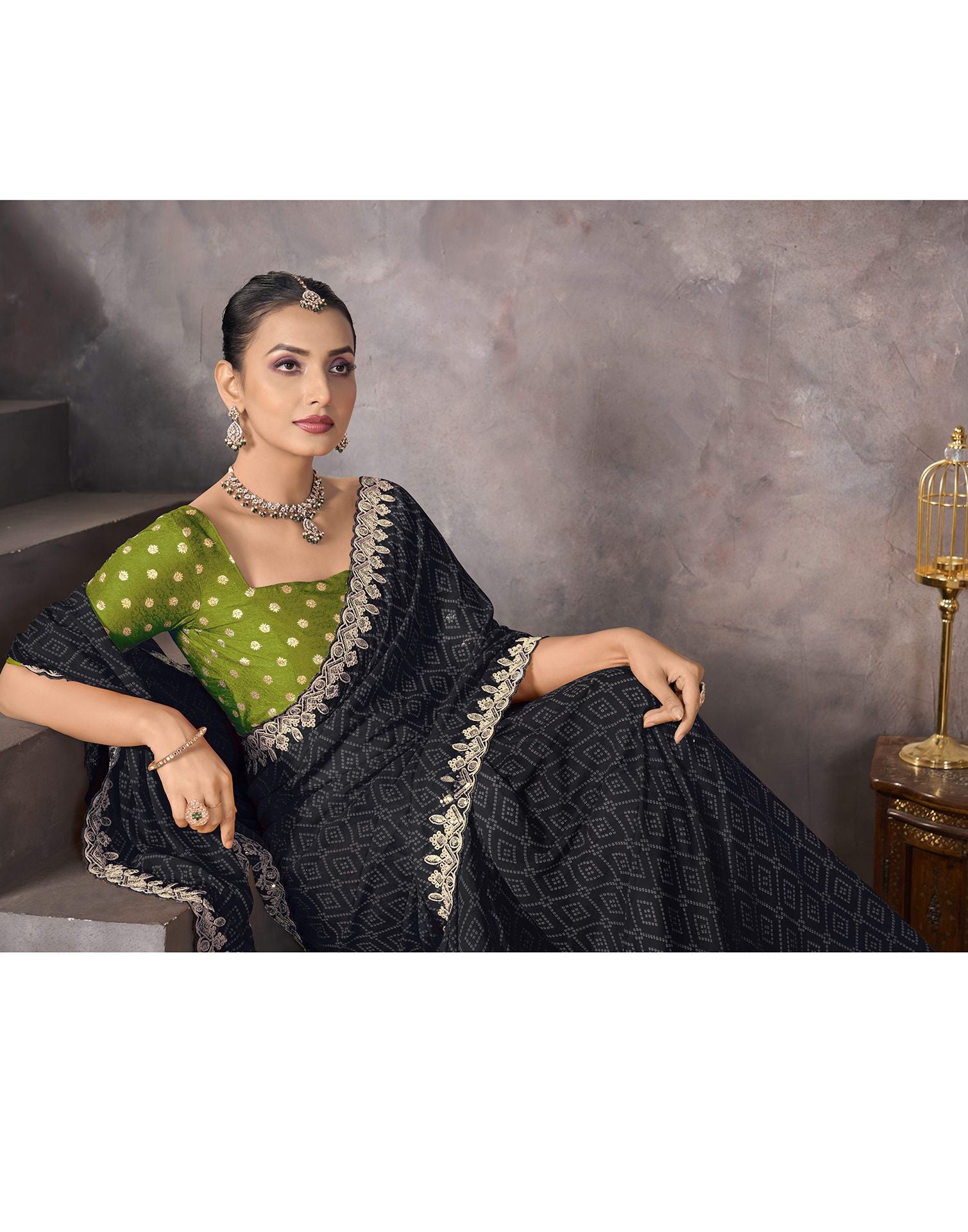 Black Georgette Bandhani Saree