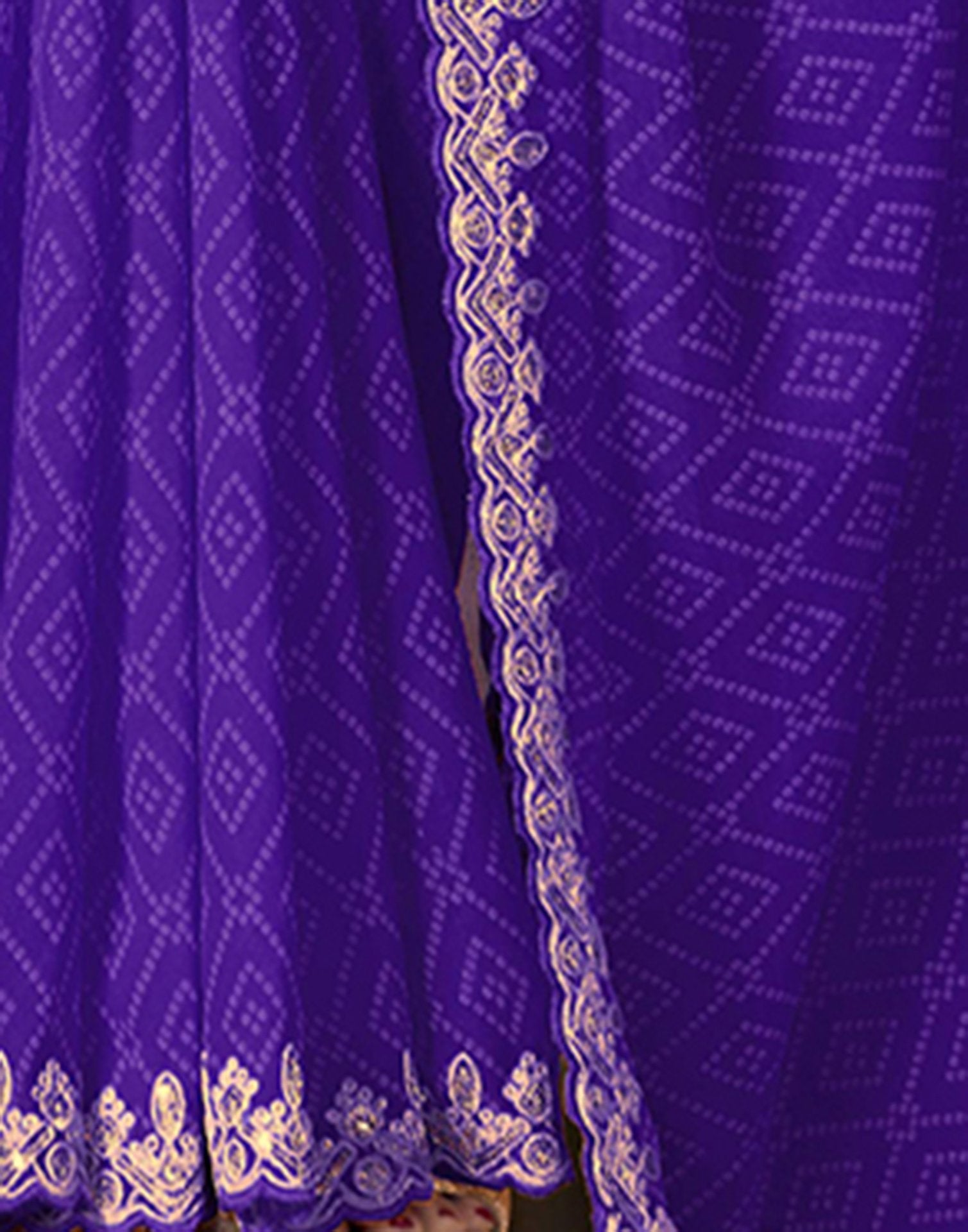 Purple Georgette Bandhani Saree