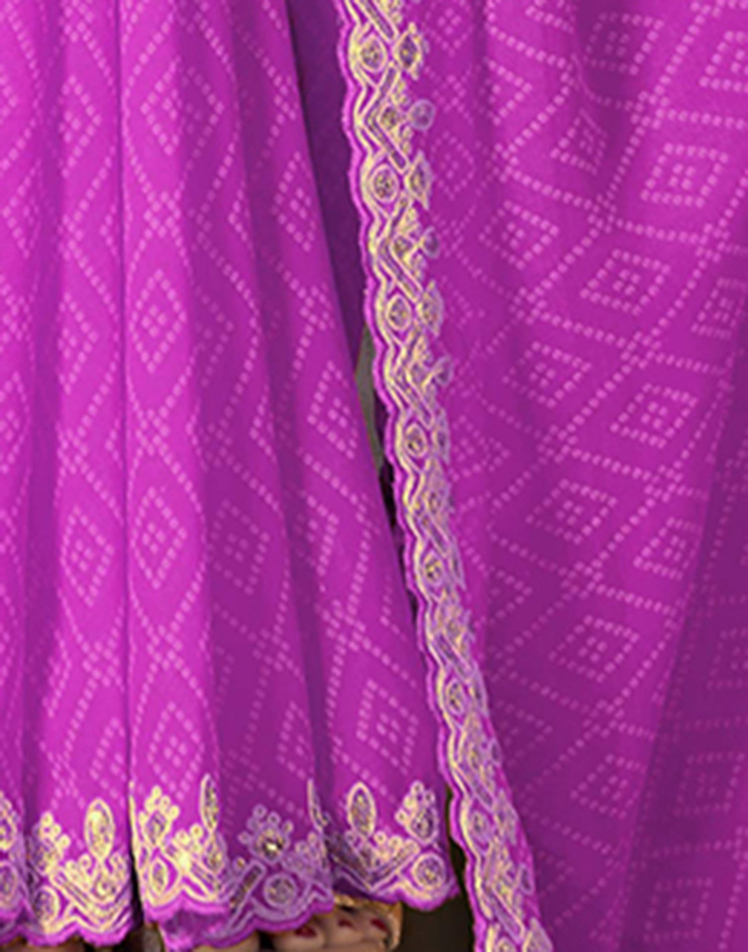 Orchid Pink Georgette Bandhani Saree