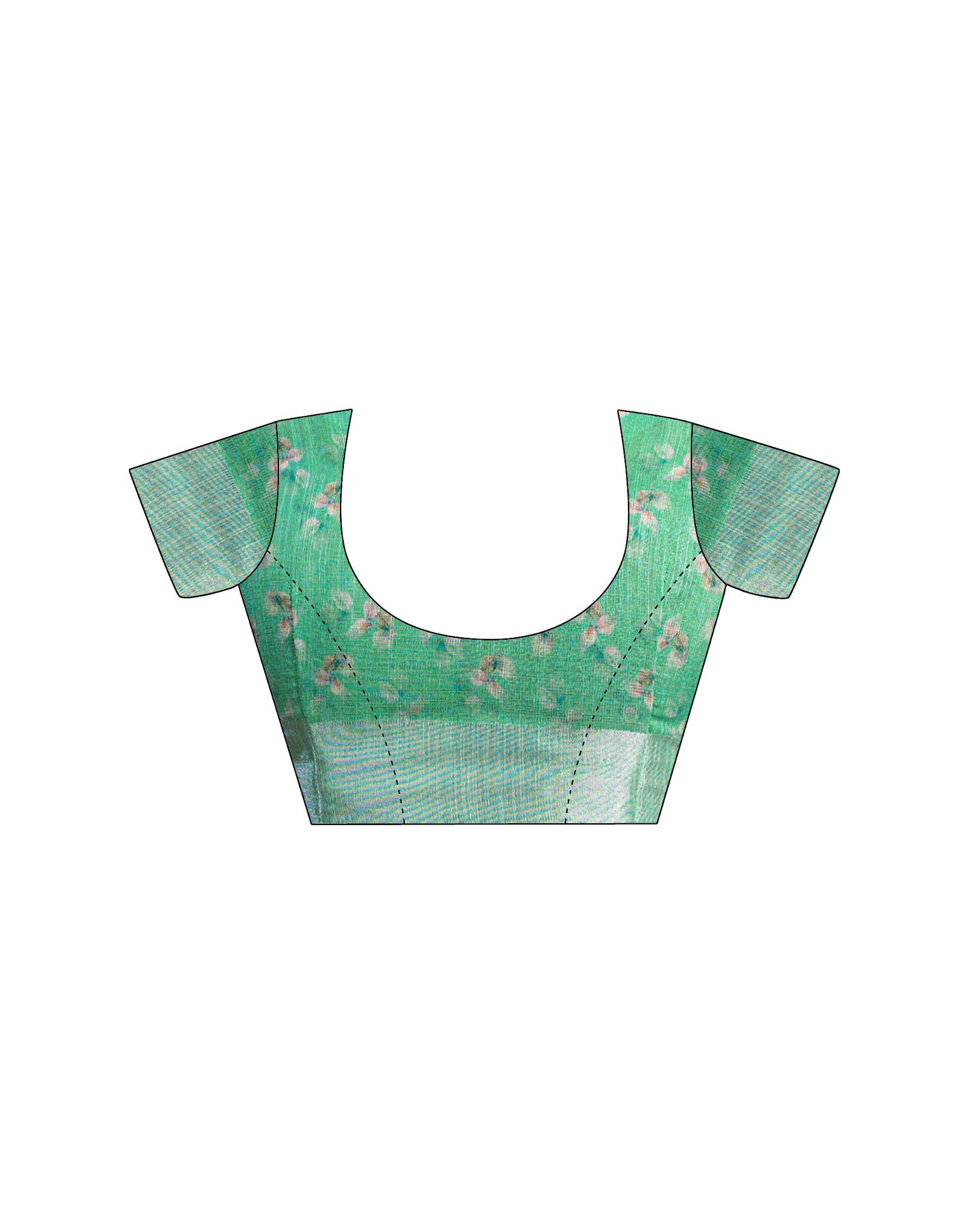 Light Teal Green Linen Floral Printed Saree