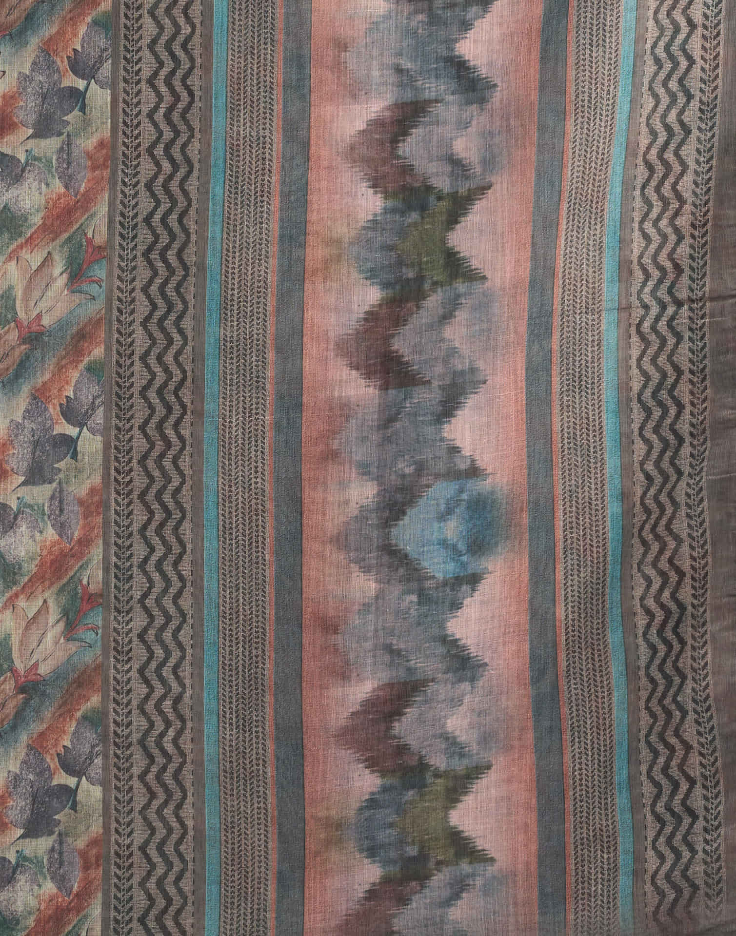 Beige Linen Printed Saree